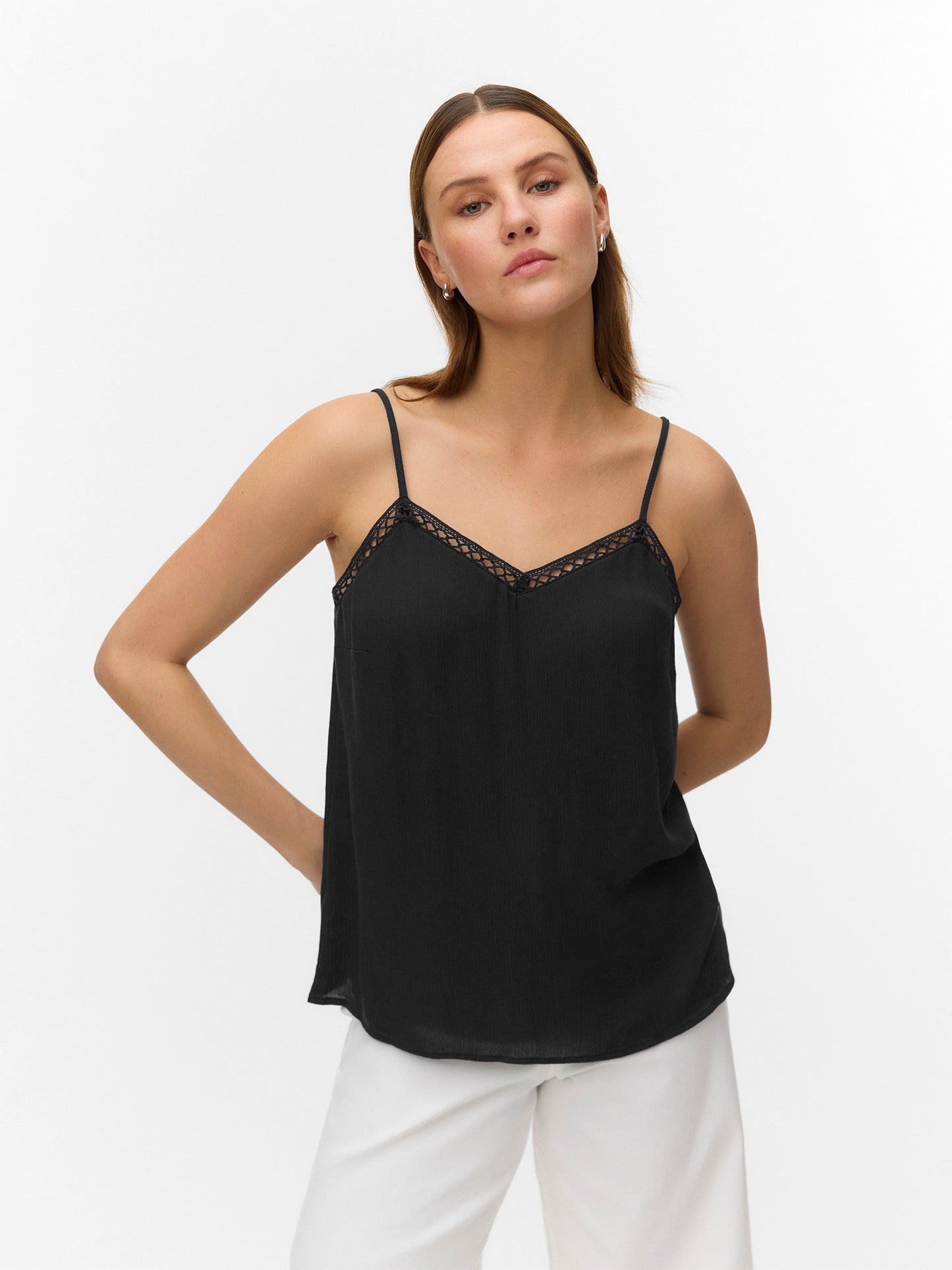 Γυναικείο top μονόχρωμο VMMENNY LACE SINGLET 10323627 | 10323627