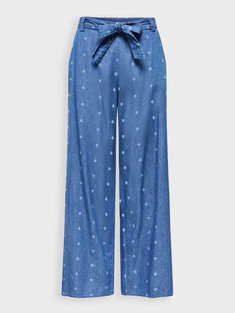 Γυναικείο παντελόνι σταμπωτό medium blue ONLNOVA AZURE PALAZ PANT WVN 15370331 | 15370331