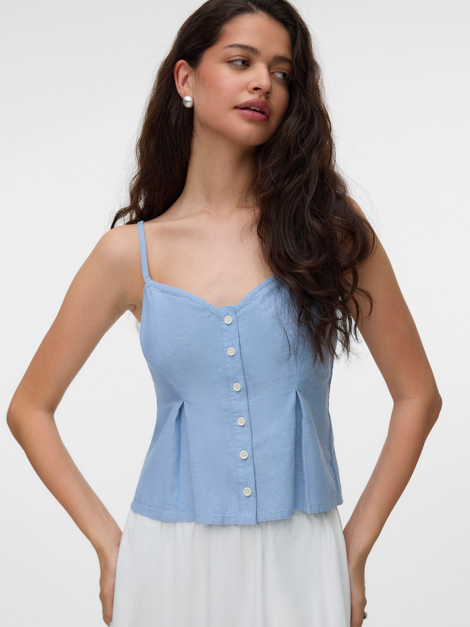 Γυναικείο top τιραντέ VMNORMA SL CHAMBRAY STRAP TOP 10346259 | 10346259