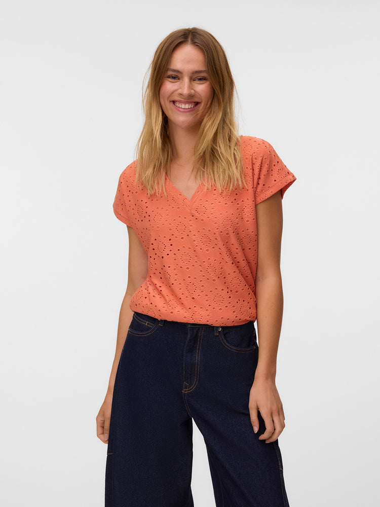 Γυναικεία μπλούζα κιπούρ VMTASSA LIV SS V-NECK TOP JRS 10344367 | 10344367