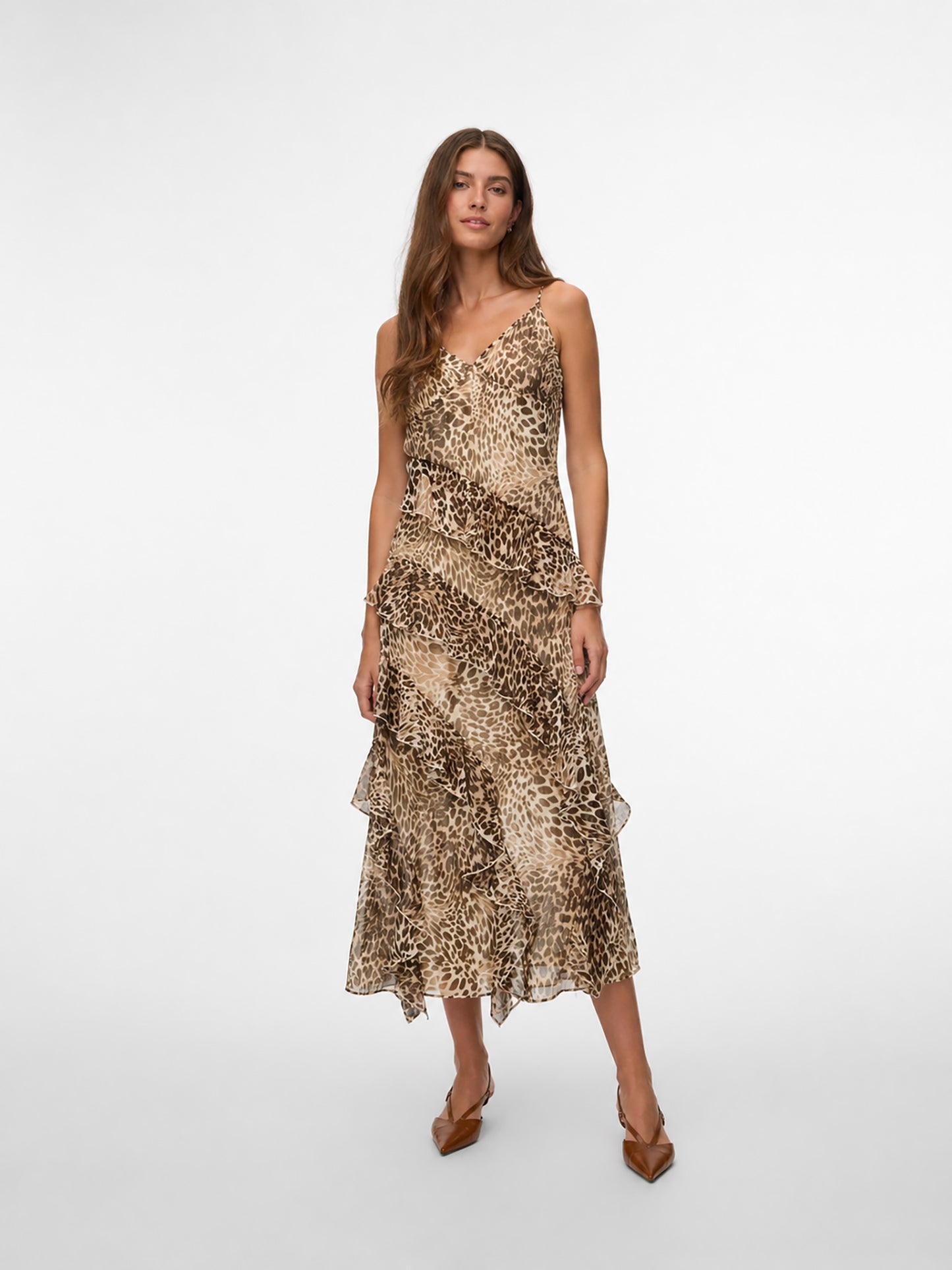 Γυναικείο φόρεμα animal VMSMILLA SL LONG FRILL DRESS WVN NOOS 10346307 | 10346307