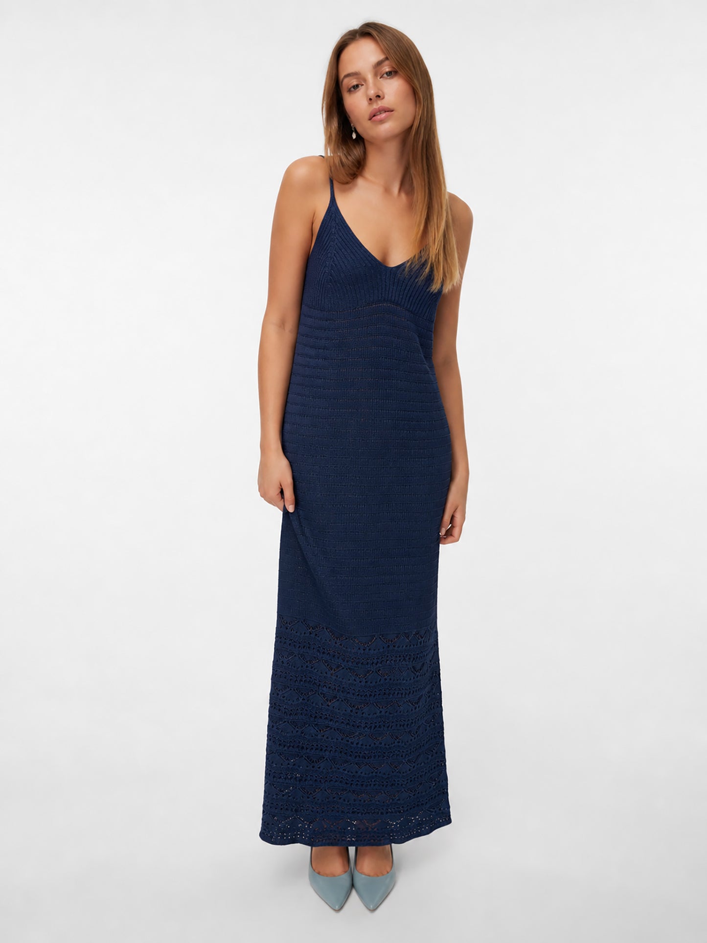 Γυναικείο φόρεμα πλεκτό VMSUNSET BAY SL V-NECK ANKLE DRESS 10342606 | 10342606