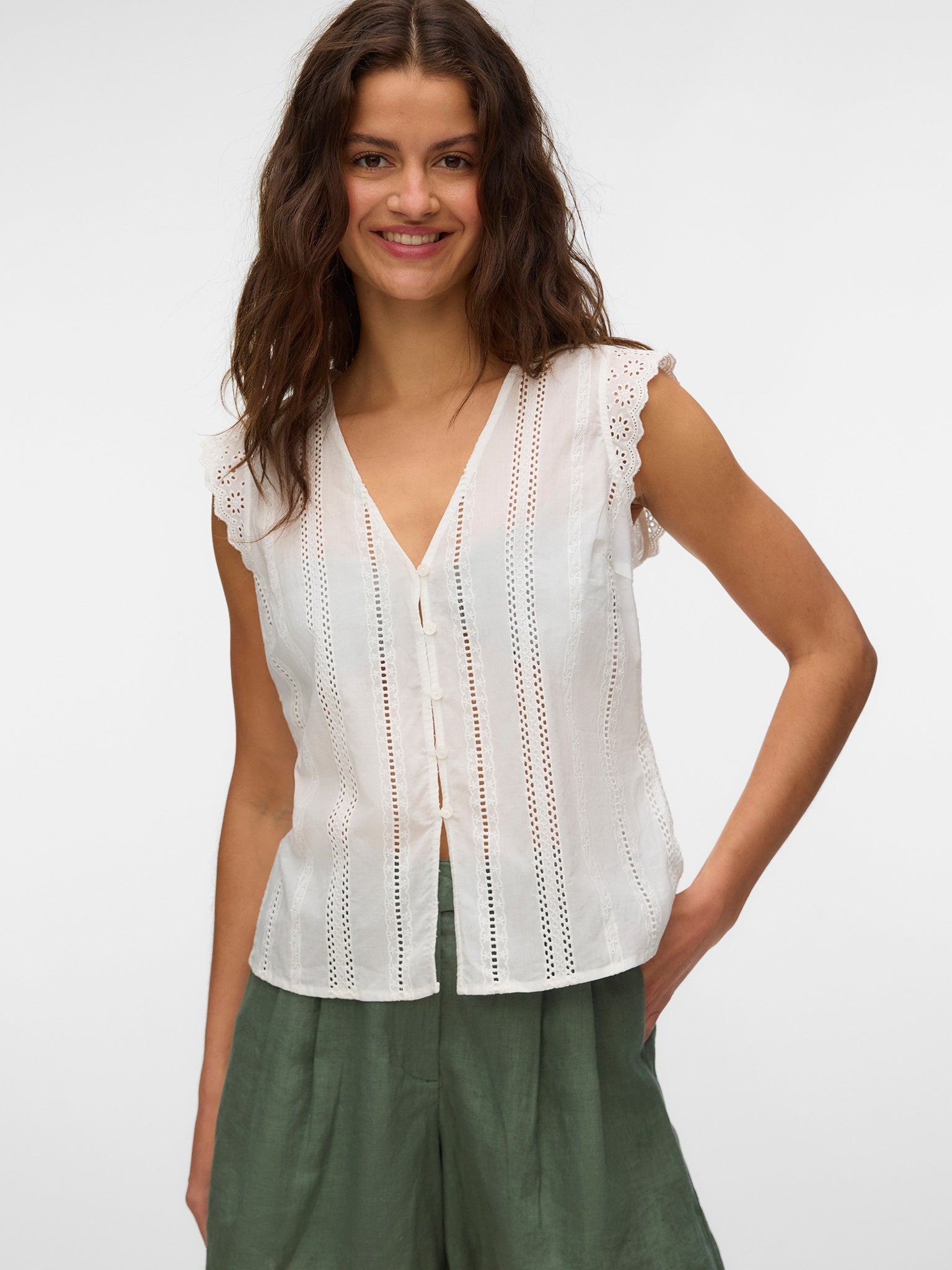 Γυναικείο top με δαντέλα VMBELL EMB SL TOP WVN 10348259 | 10348259