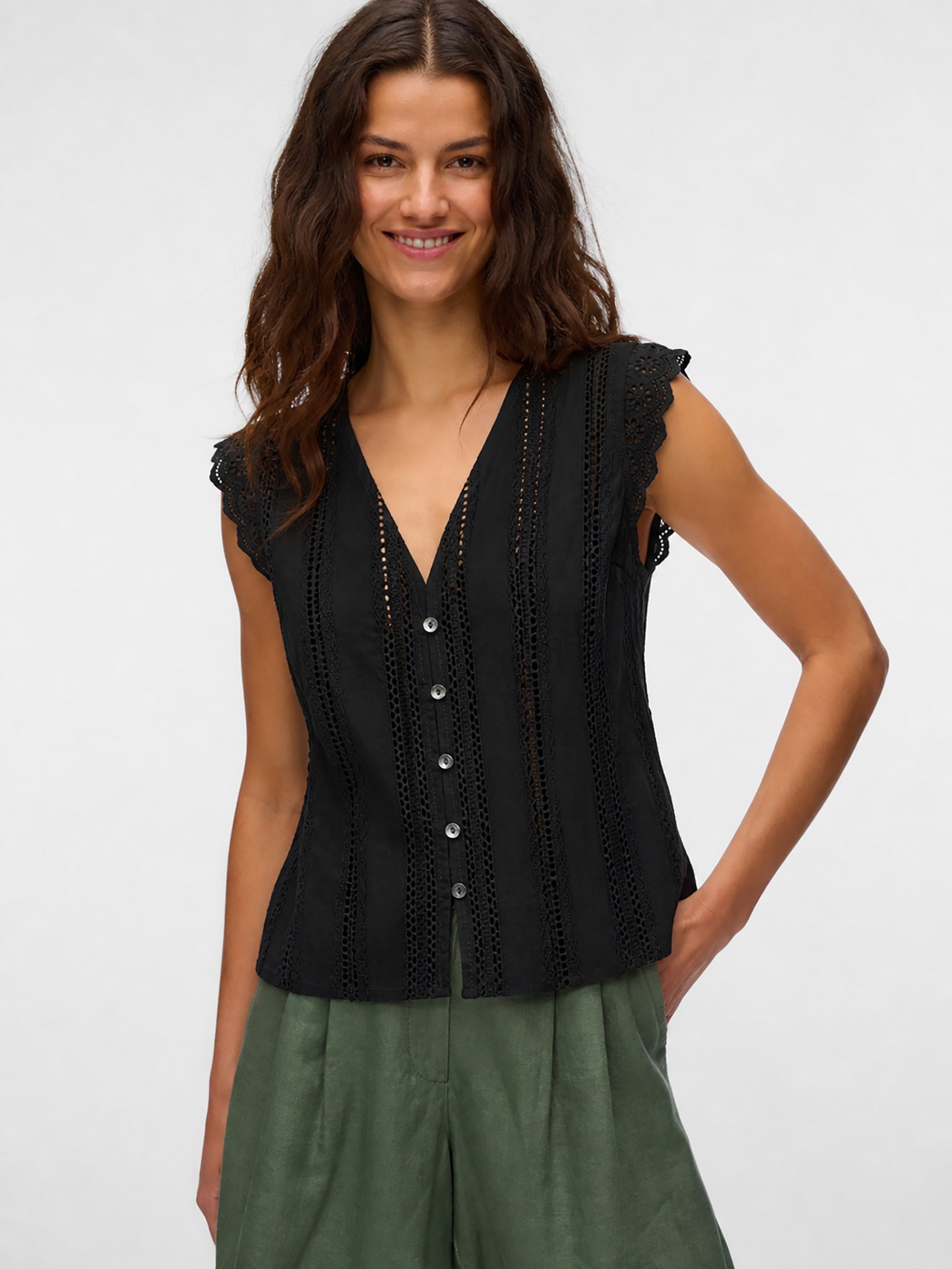 Γυναικείο top με δαντέλα VMBELL EMB SL TOP WVN 10348259 | 10348259