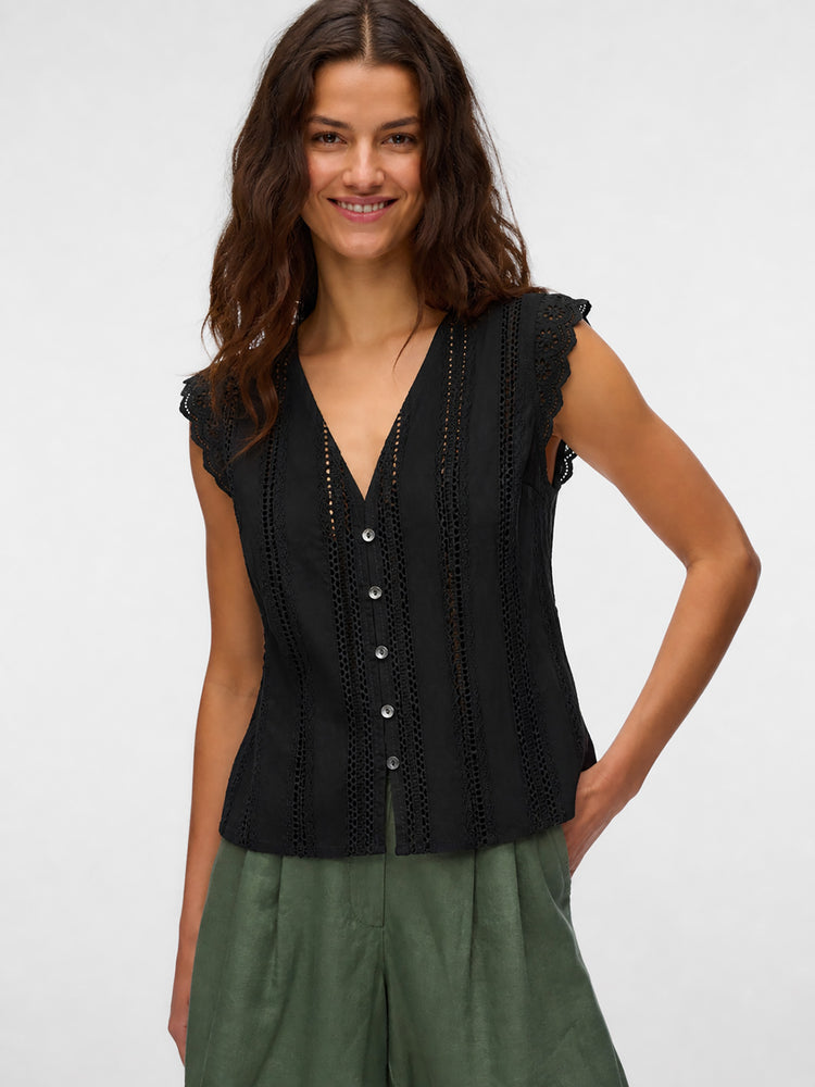 Γυναικείο top με δαντέλα VMBELL EMB SL TOP WVN 10348259 | 10348259