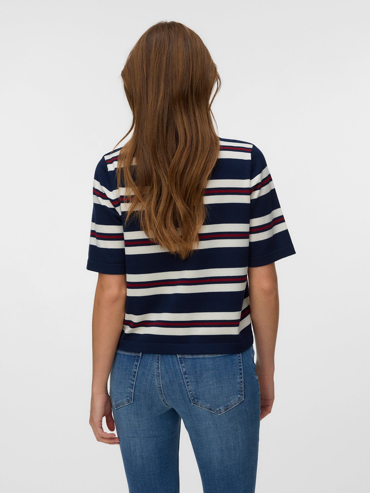 Γυναικεία μπλούζα πλεκτή με ρίγα VMSILJE 2/4 O-NCK OVERSIZE PULL 10320460 | 10320460