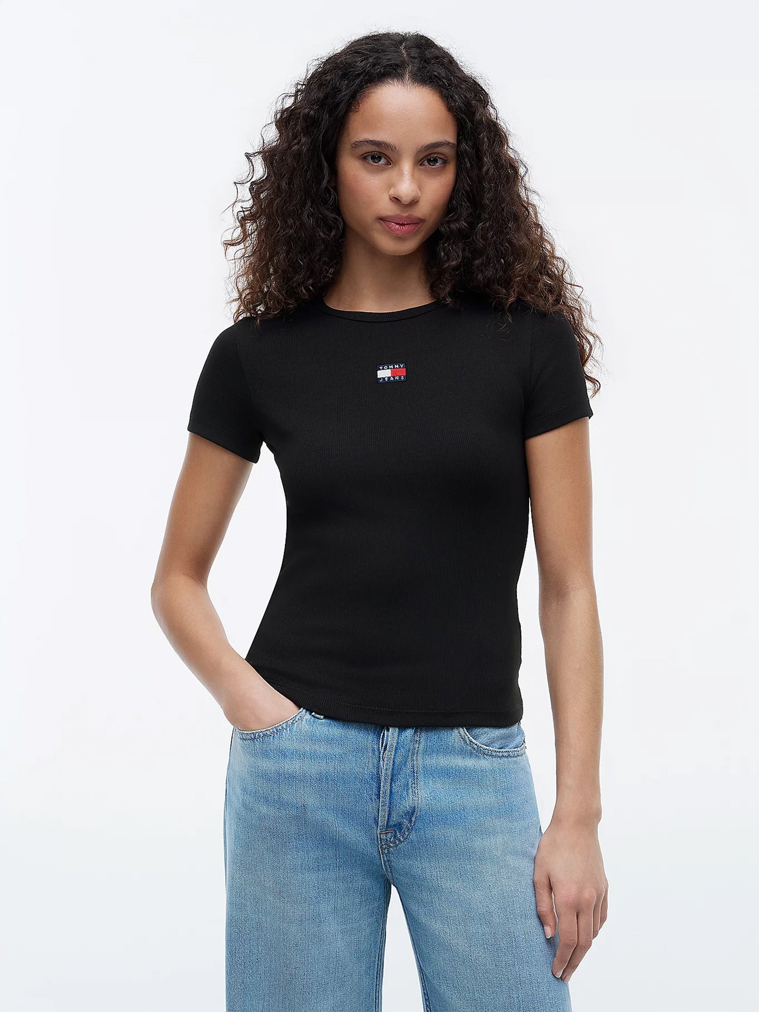 Γυναικείο t-shirt ριπ TJW SLIM BADGE RIB TEE DW0DW17881BDS | DW0DW17881BDS