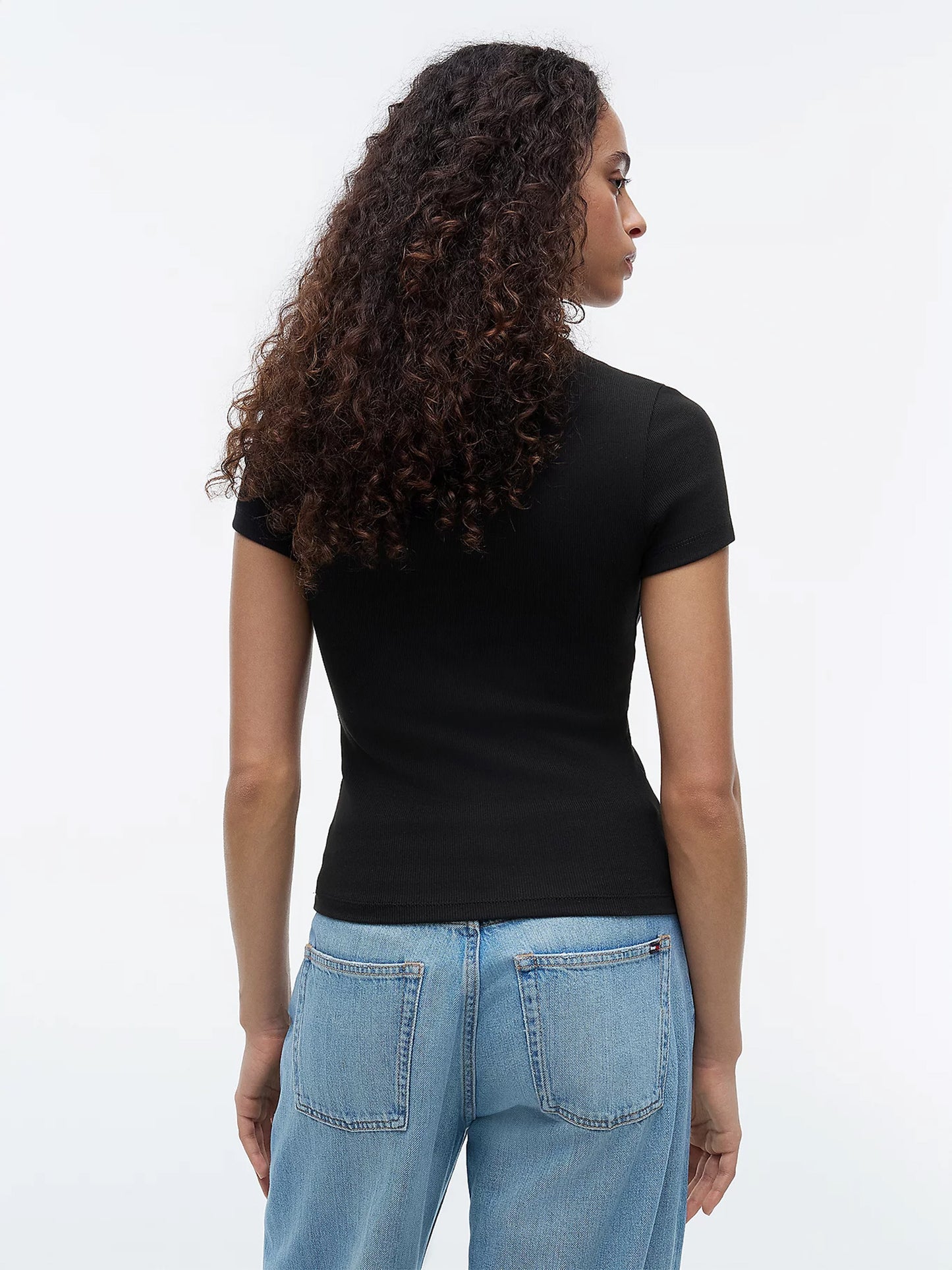 Γυναικείο t-shirt ριπ TJW SLIM BADGE RIB TEE DW0DW17881BDS | DW0DW17881BDS