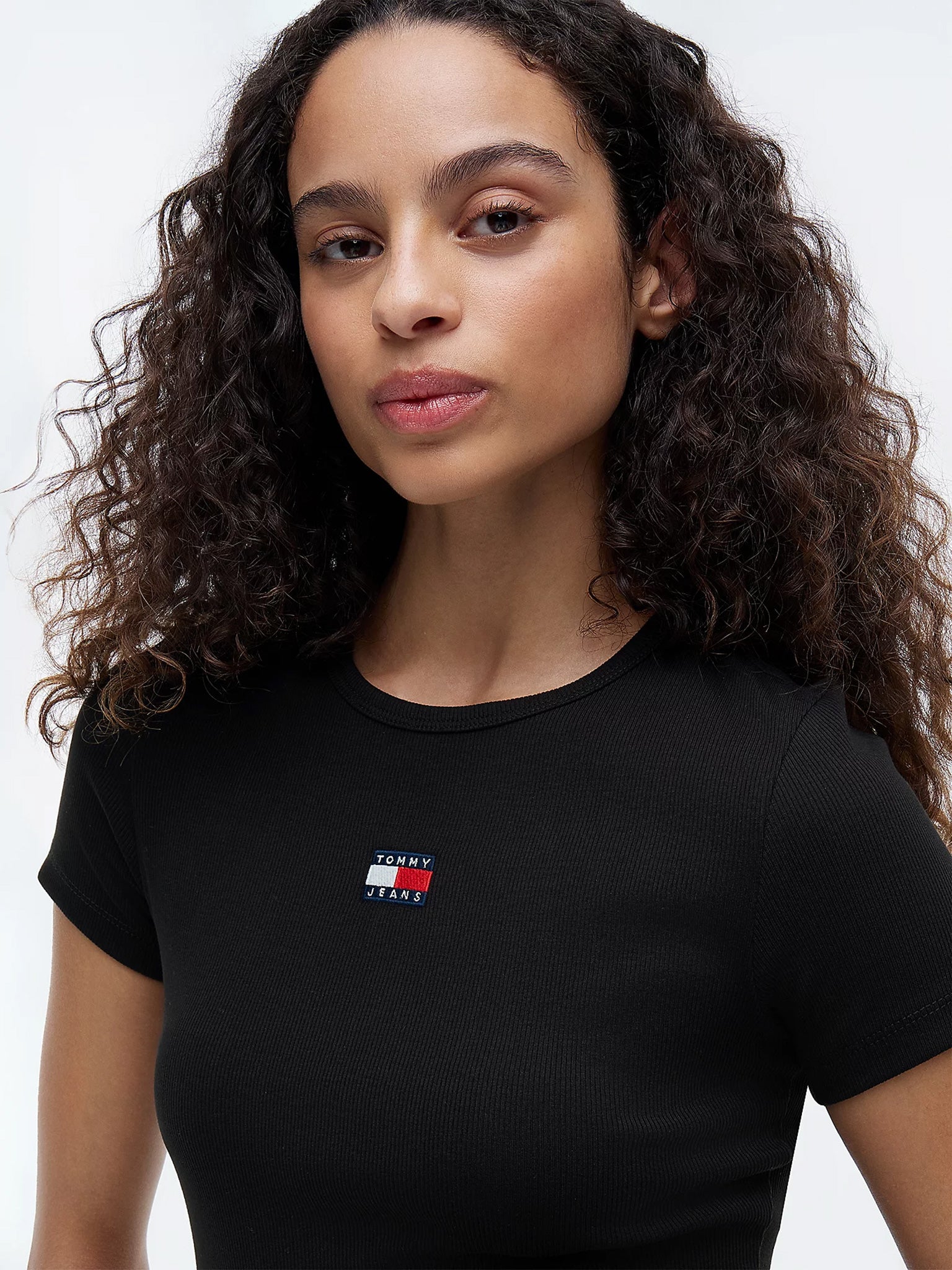 Γυναικείο t-shirt ριπ TJW SLIM BADGE RIB TEE DW0DW17881BDS | DW0DW17881BDS