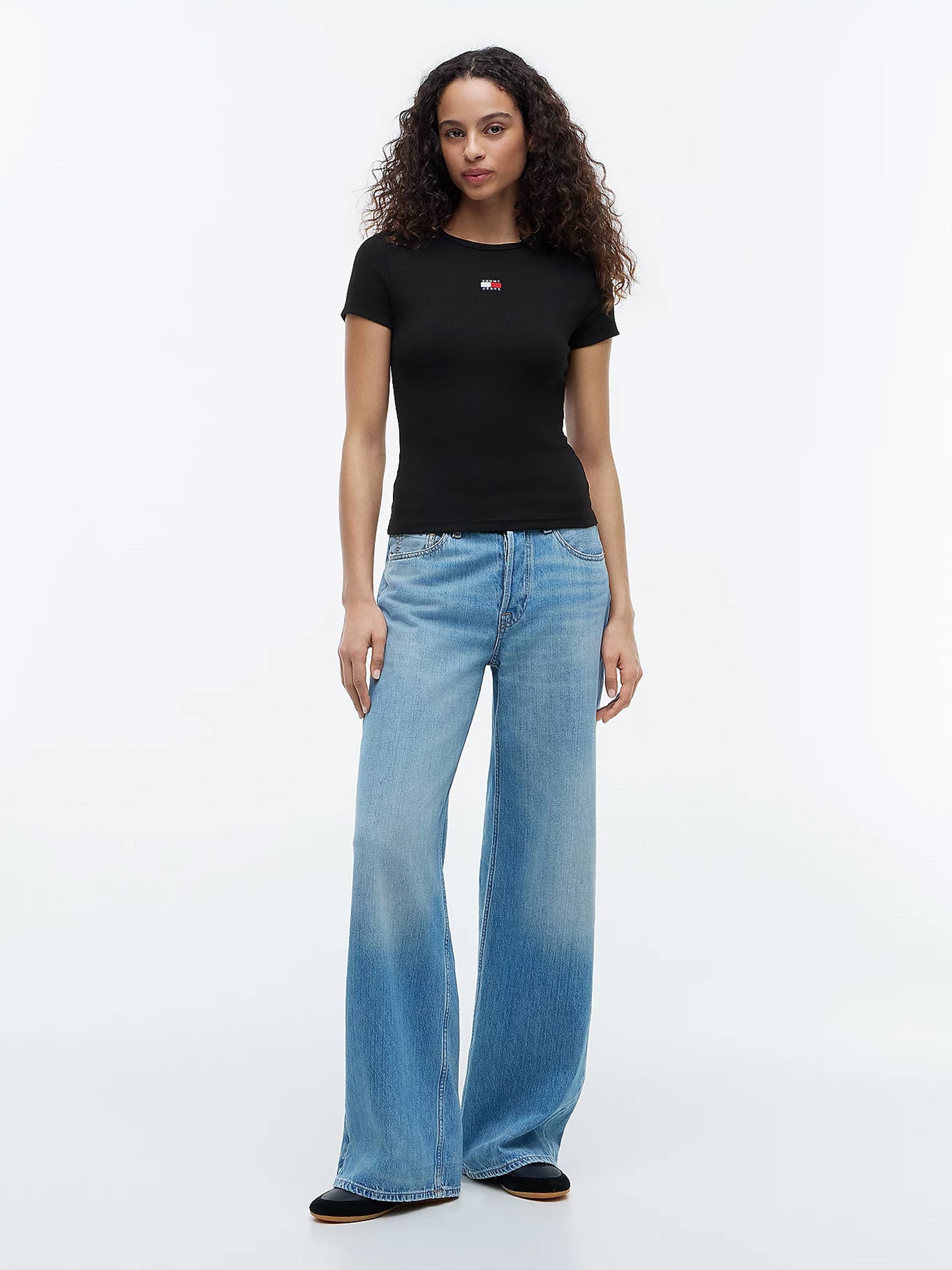 Γυναικείο t-shirt ριπ TJW SLIM BADGE RIB TEE DW0DW17881BDS | DW0DW17881BDS