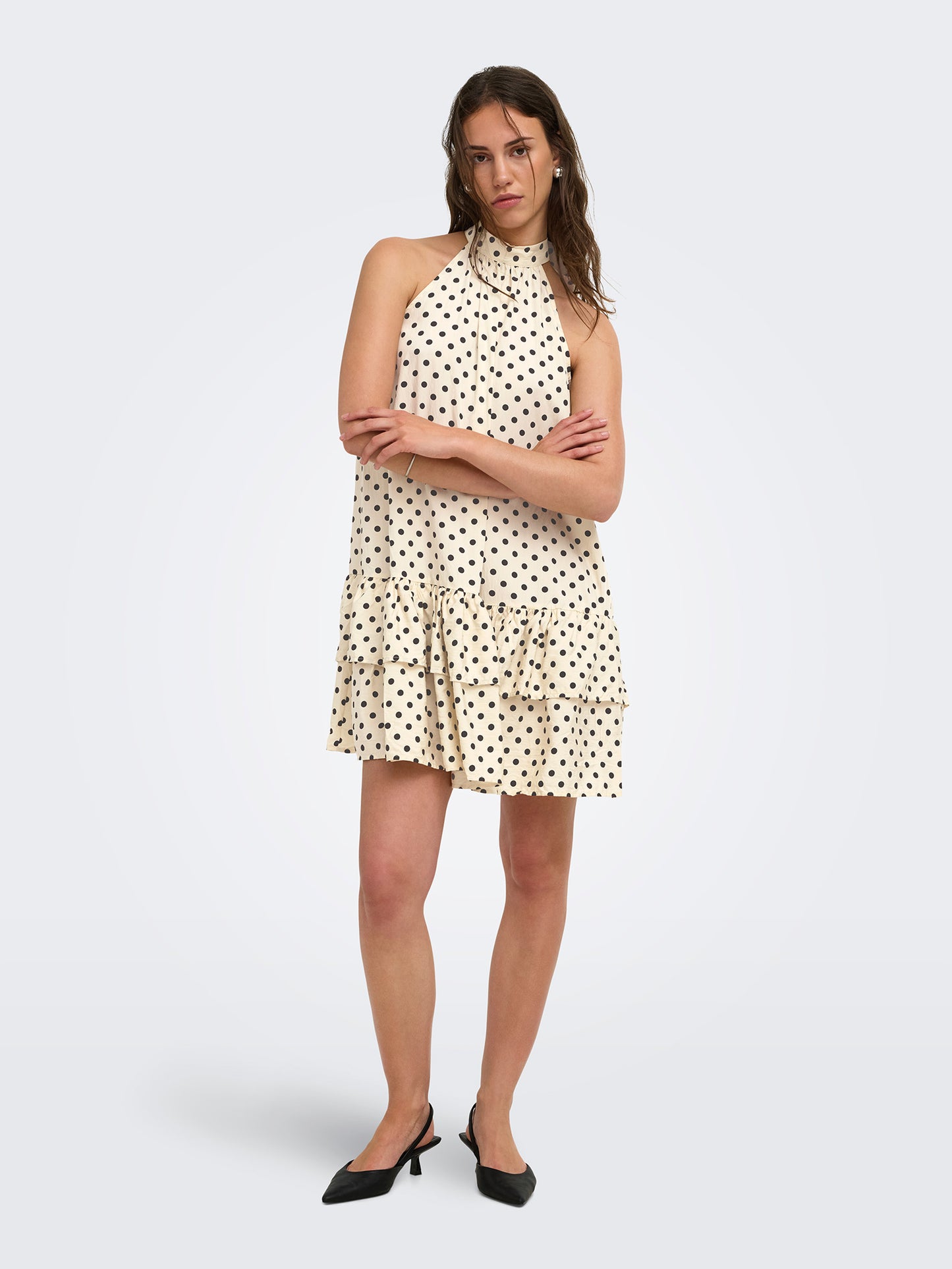 Γυναικείο φόρεμα πουά ONLZAZIE S/L SHORT FRILL DRESS 15385319 | 15385319