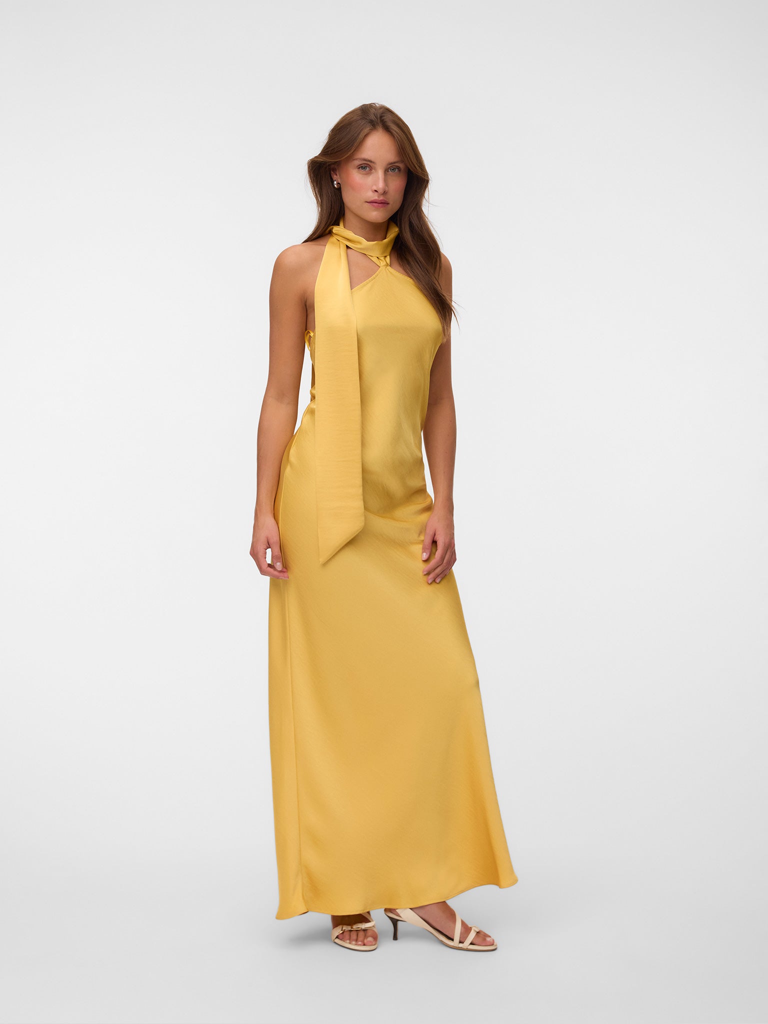 Γυναικείο φόρεμα σατέν VMADIBAH HALNTERNECK MAXI DRESS 10355713 | 10355713