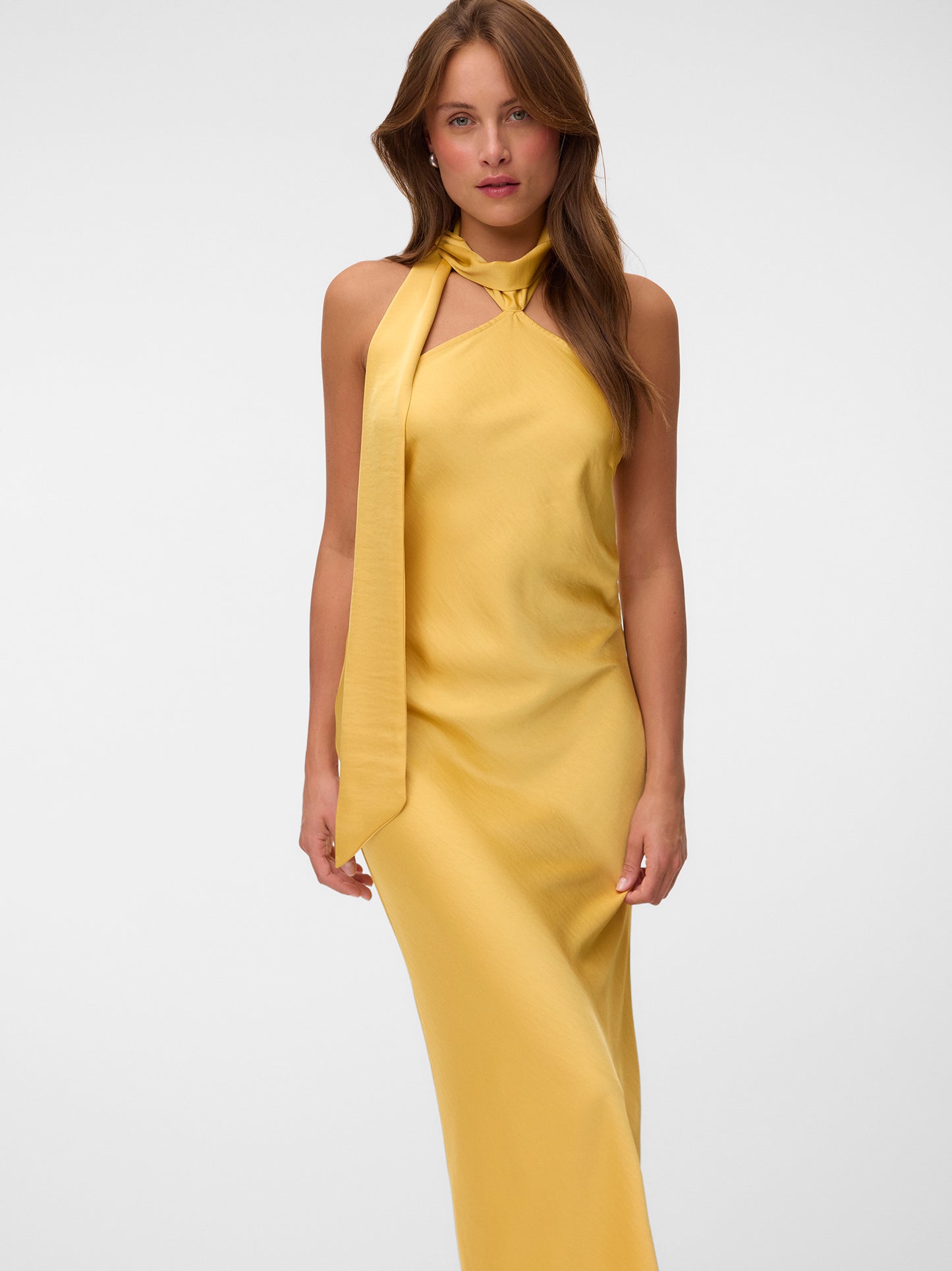 Γυναικείο φόρεμα σατέν VMADIBAH HALNTERNECK MAXI DRESS 10355713 | 10355713
