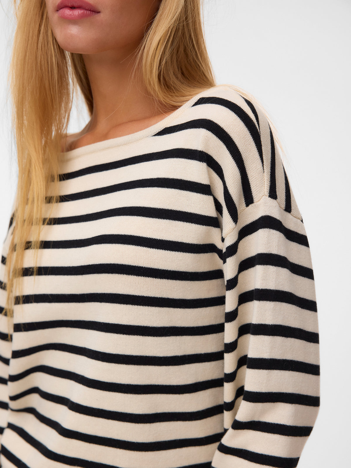 Γυναικεία μπλούζα πλεκτή ριγέ VMNOMA LS BOATNECK PULLOVER NOOS 10347970 | 10347970