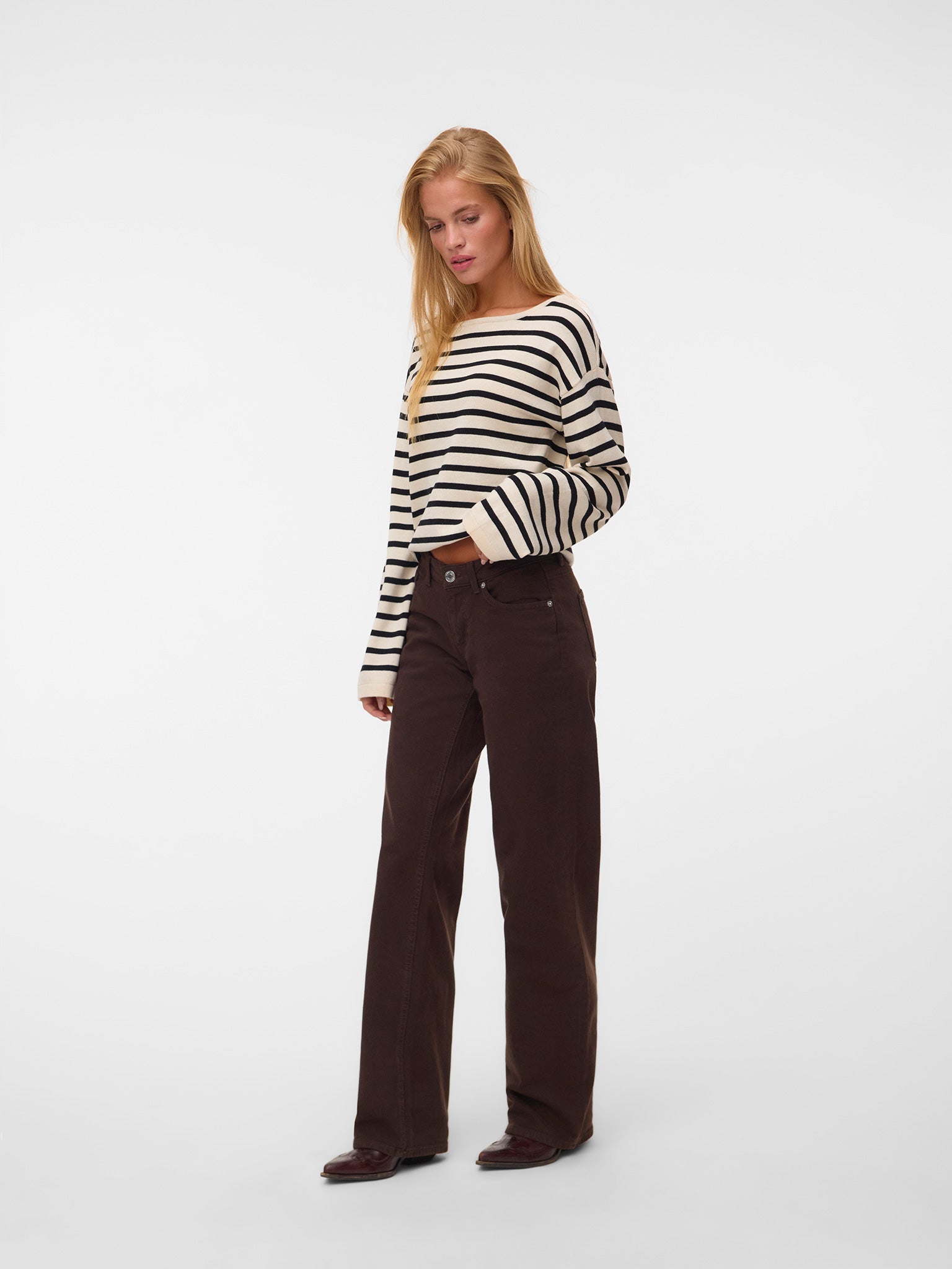 Γυναικεία μπλούζα πλεκτή ριγέ VMNOMA LS BOATNECK PULLOVER NOOS 10347970 | 10347970