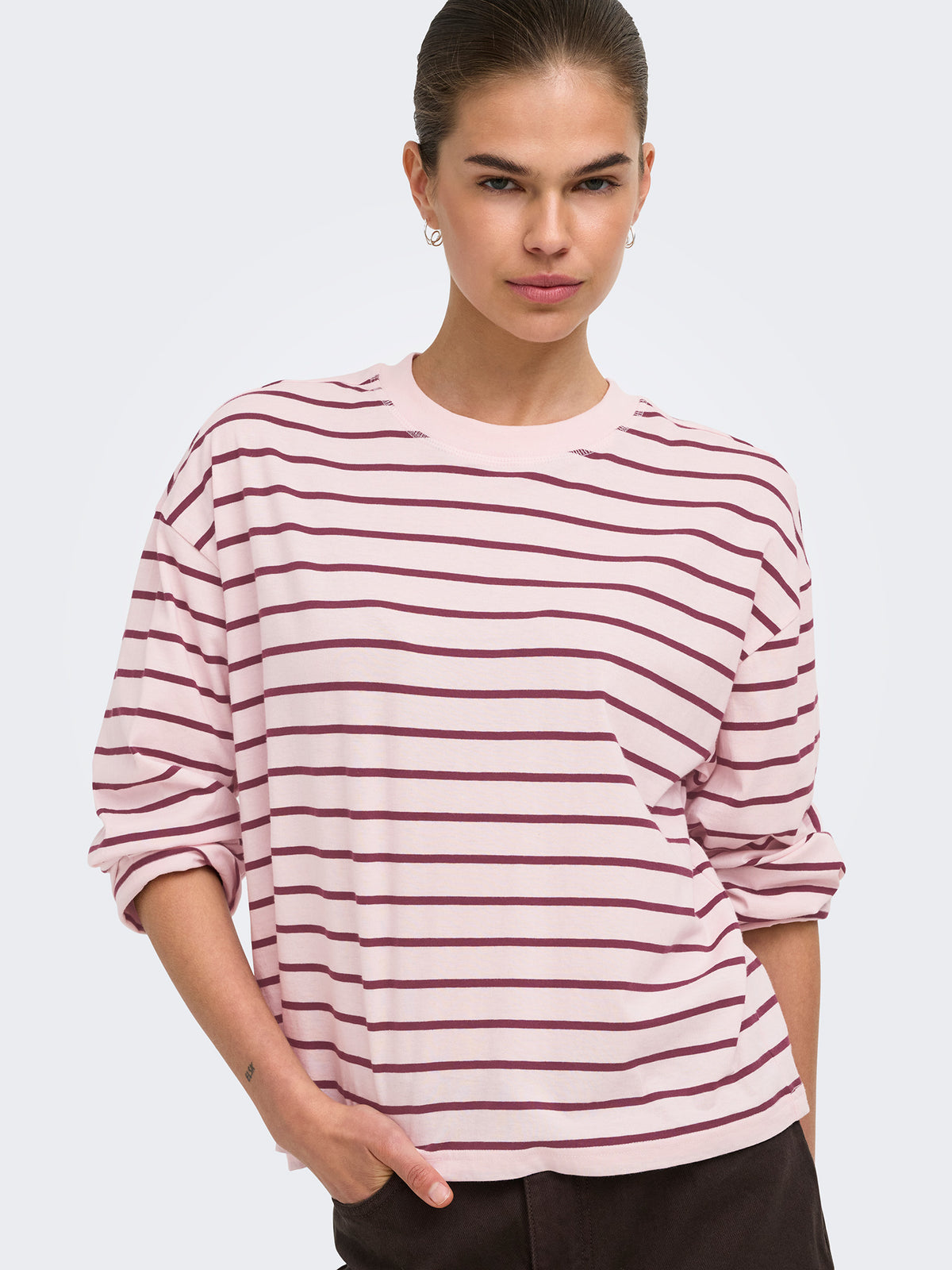 Γυναικεία μπλούζα ONLHAPPY L/S O-NECK STRIPE TEE JRS 15382466 | 15382466