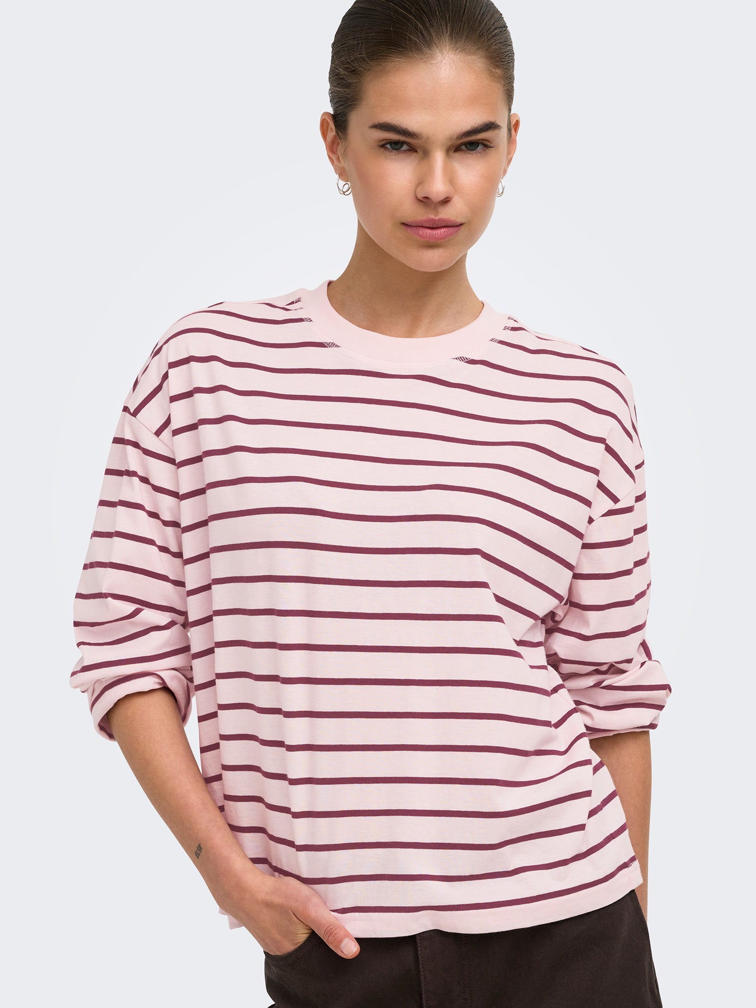Γυναικεία μπλούζα ONLHAPPY L/S O-NECK STRIPE TEE JRS 15382466 | 15382466