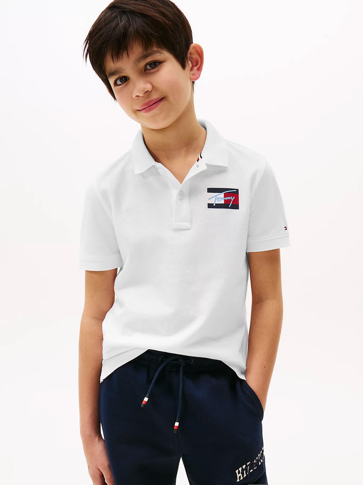 Παιδικό polo TOMMY SCRIPT FLAG POLO SS KB0KB09711YBR | KB0KB09711YBR