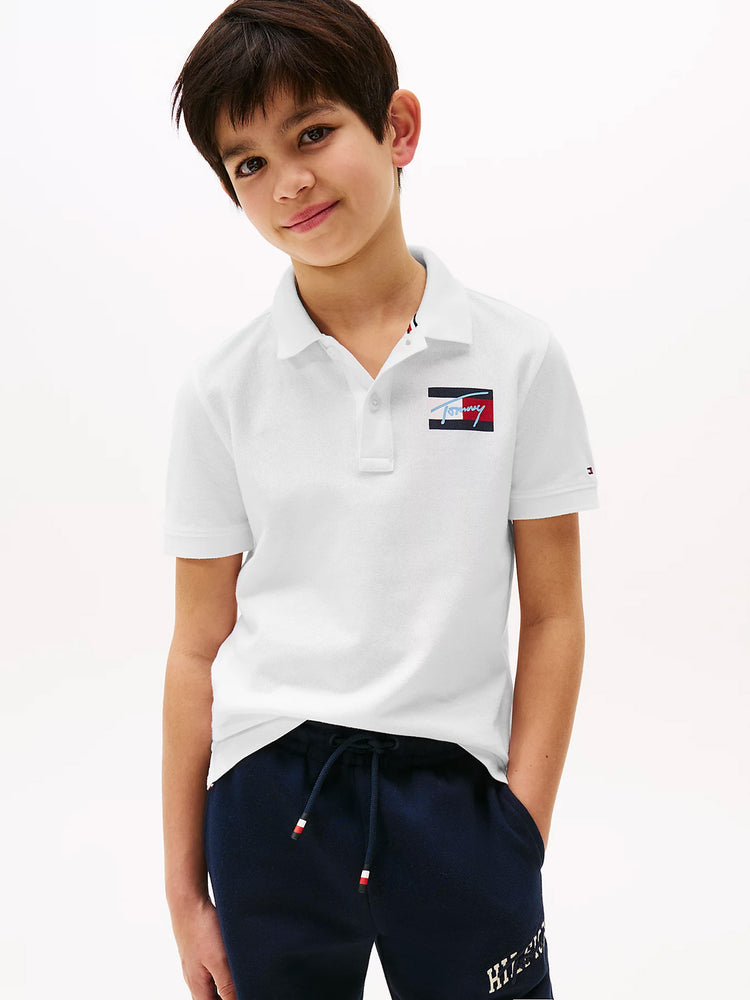Παιδικό polo TOMMY SCRIPT FLAG POLO SS KB0KB09711YBR | KB0KB09711YBR