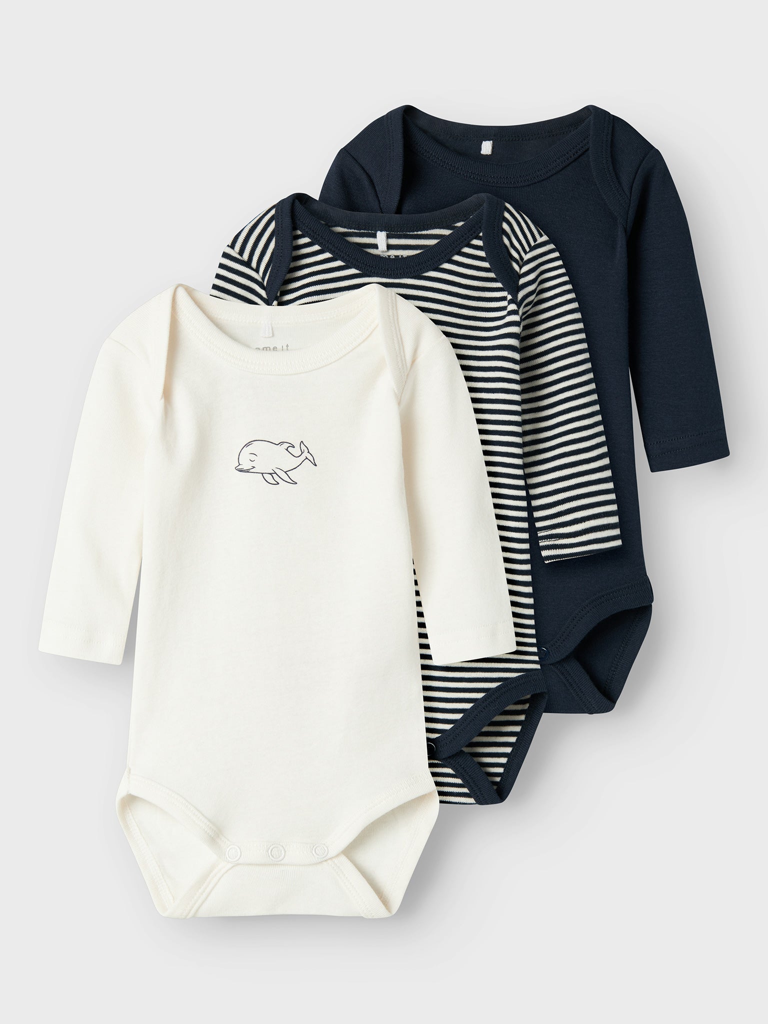 Βρεφικά κορμάκια σετ 3 τεμ NBNBODY 3P LS Y/D CORE 2 NOOS 13235147 | 13235147