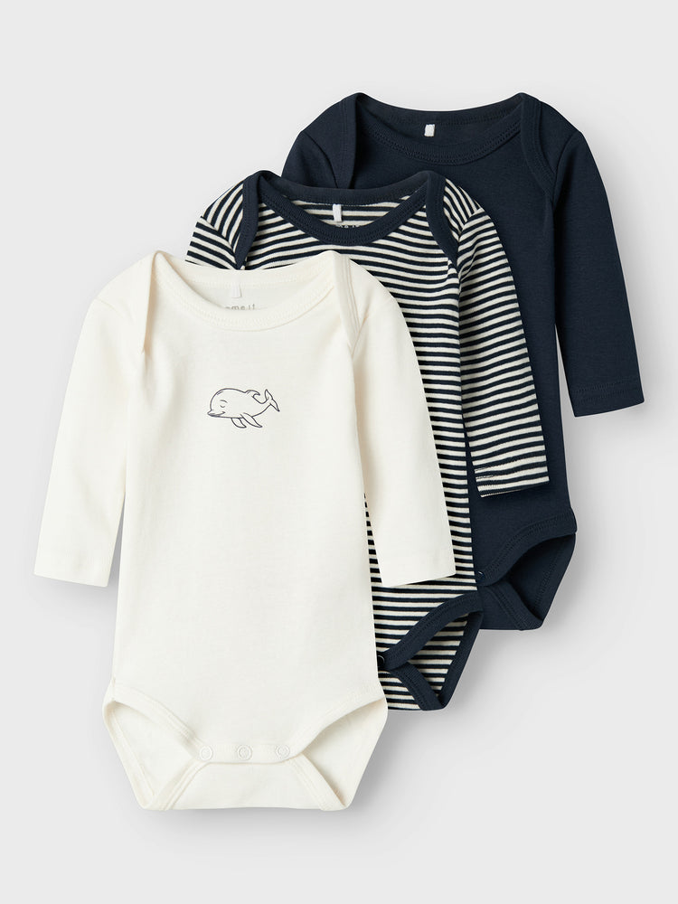 Βρεφικά κορμάκια σετ 3 τεμ NBNBODY 3P LS Y/D CORE 2 NOOS 13235147 | 13235147