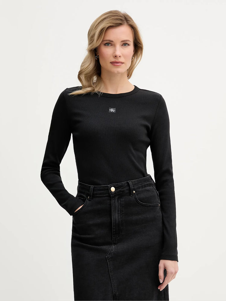 Γυναικεία μπλούζα ριπ LS WOVEN LABEL 2X2 RIB CREW TOP LV047E205GUB1 | LV047E205GUB1