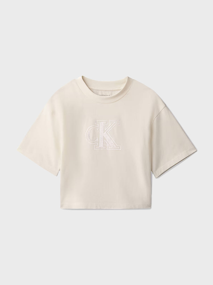 Παιδική μπλούζα VELVET MONOGRAM BOXY S/S T-SHIRT IG0IG03062PGB | IG0IG03062PGB