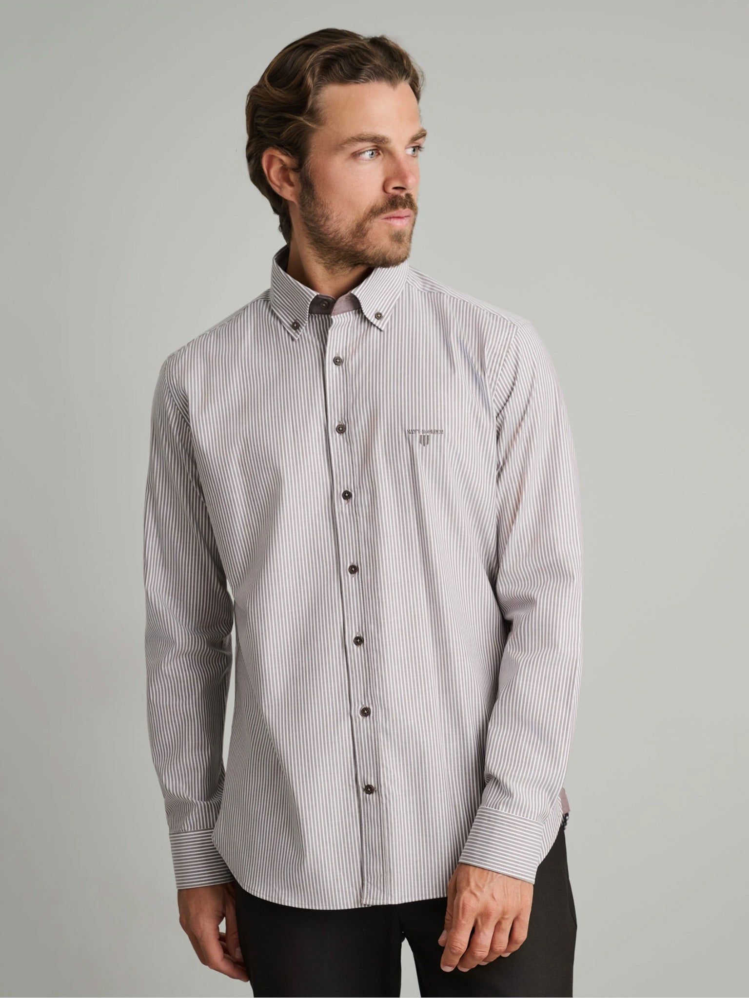 Ανδρικό πουκάμισο faded brown/white | 24NG.BX248/1B