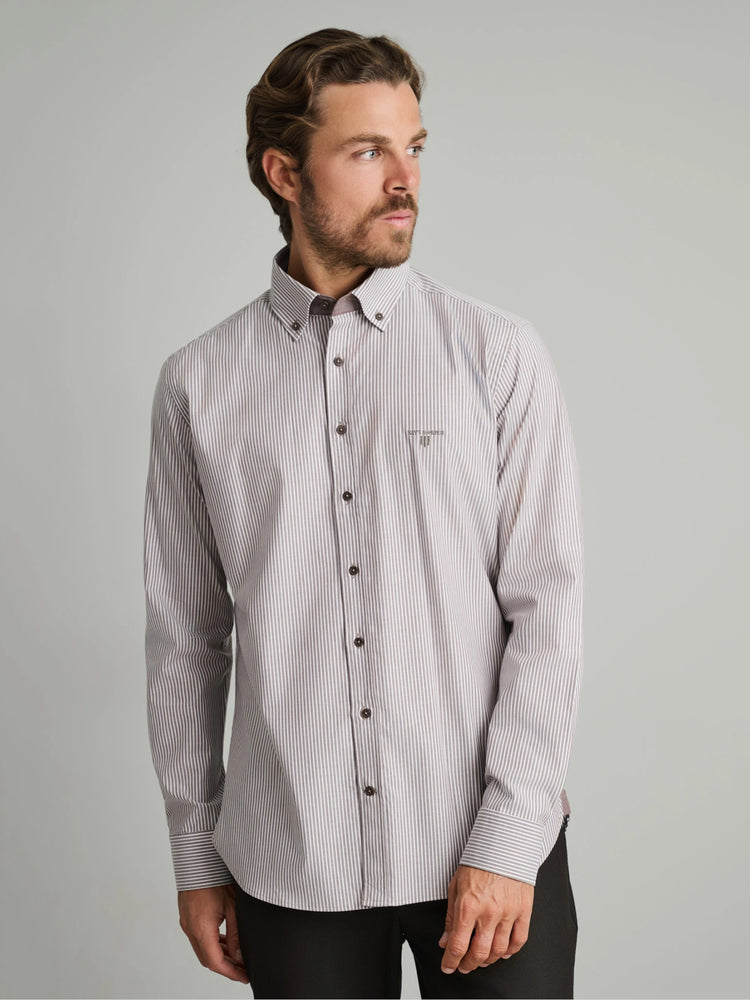 Ανδρικό πουκάμισο faded brown/white | 24NG.BX248/1B