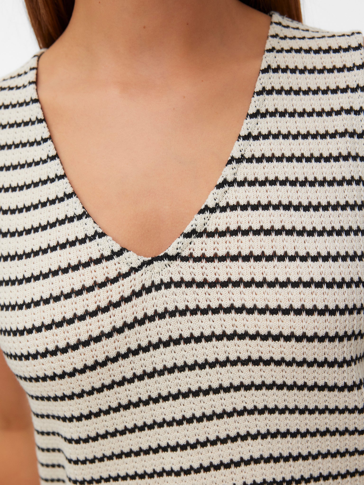 Γυναικεία μπλούζα ριγέ VMOHIA SL V-NECK TOP JRS 10341559 | 10341559