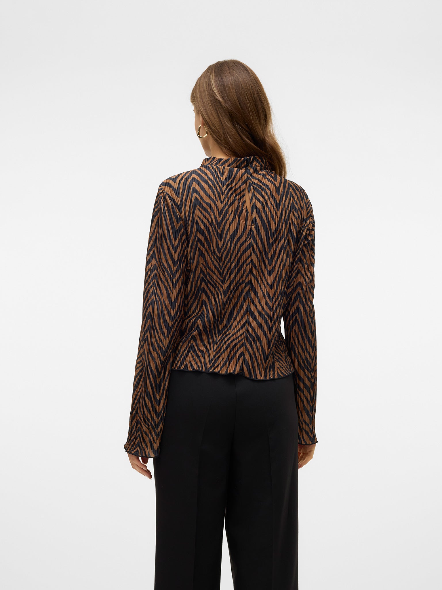 Γυναικεία μπλούζα εμπριμέ VMWILHELMINA LS PLISSE TOP EXP 10330178 | 10330178