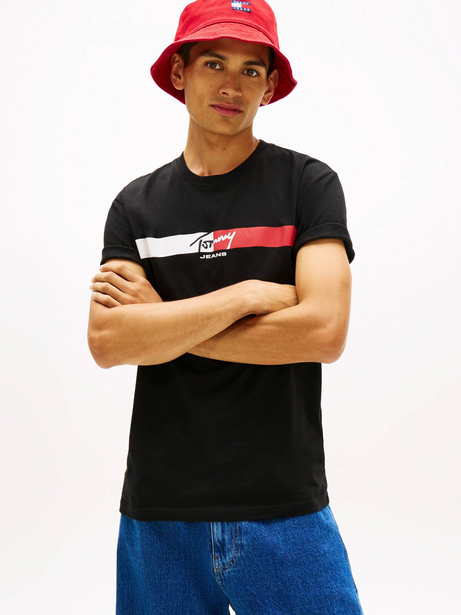 Ανδρικό t-shirt TJM REG SIGNATURE STRIPE T EXT DM0DM22539BDS | DM0DM22539BDS