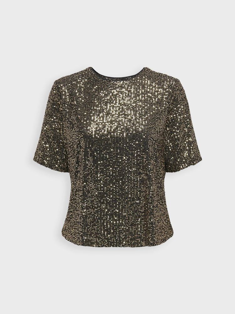 Γυναικεία μπλούζα παγιέτα ONLNEW GOLDIE SEQUIN SS TOP WVN CS 15336591 | 15336591