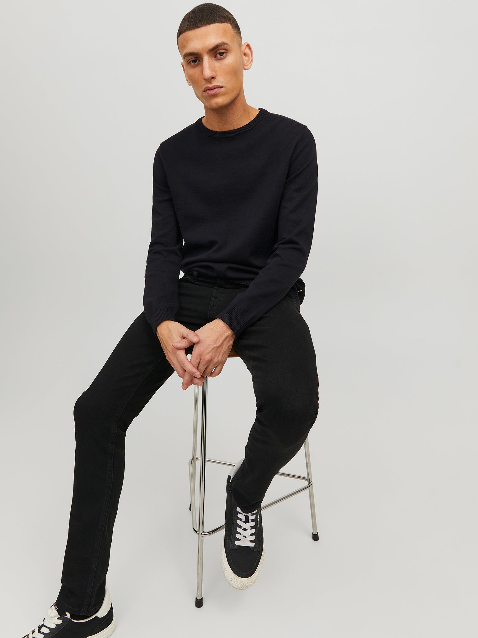 Ανδρική μπλούζα JJEBASIC KNIT CREW NECK NOOS 12137190 | 12137190