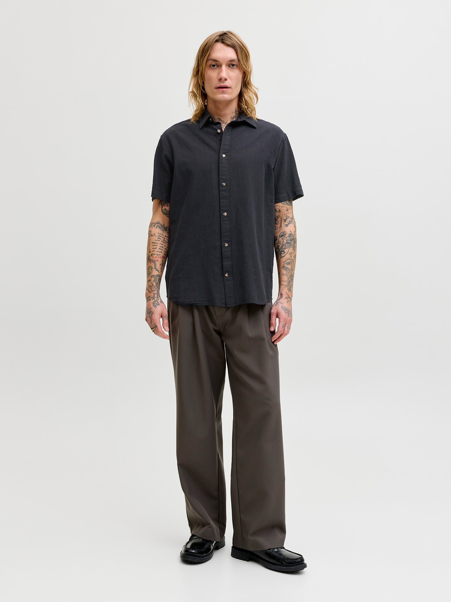 Ανδρικό πουκάμισο JJESUMMER LINEN BLEND SHIRT S/S 12289160 | 12289160