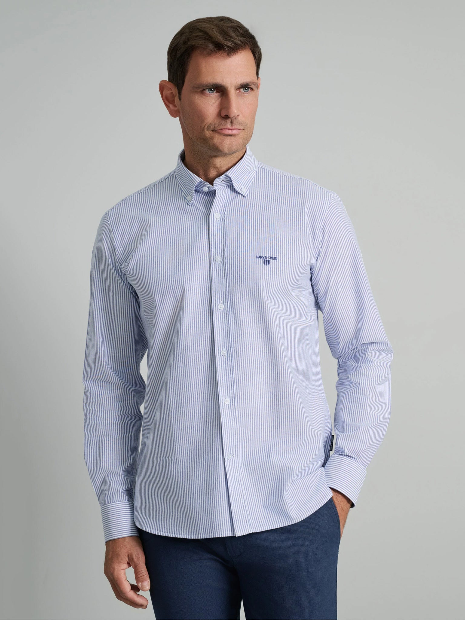 Ανδρικό πουκάμισο ριγέ faded blue/white 24NG.SD143/1B.1 | 24NG.SD143/1B.1