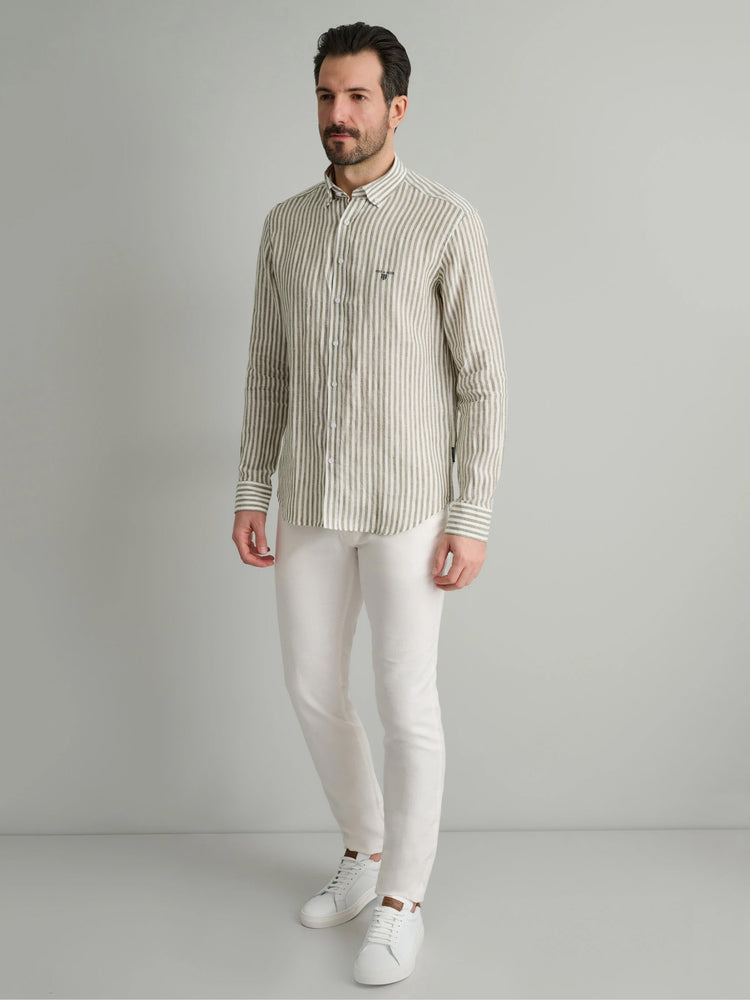 Ανδρικό πουκάμισο ριγέ λινό 24NG.BX206/1B | 24NG.BX206/1B