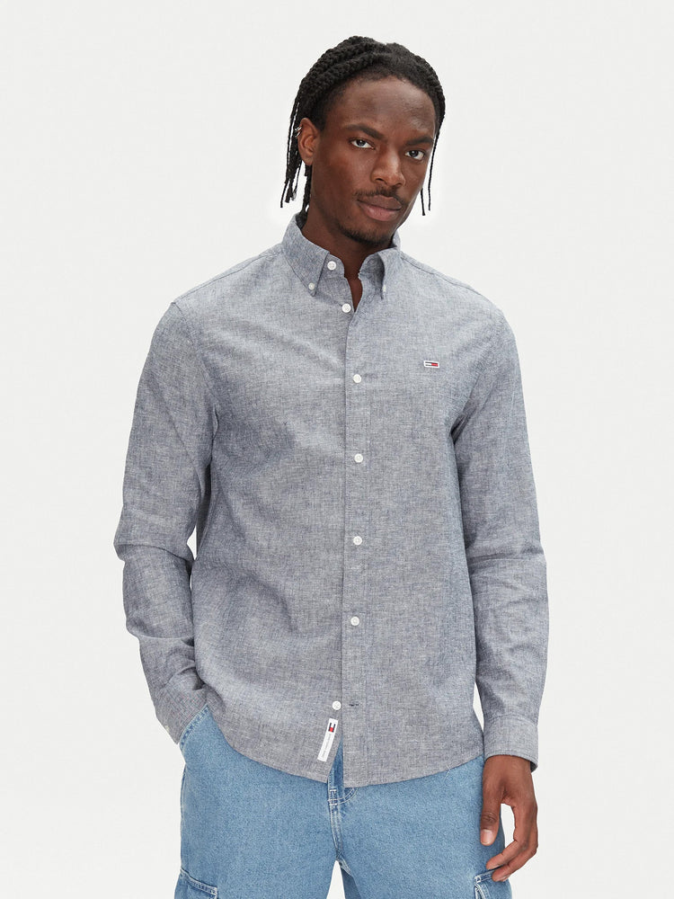 Ανδρικό πουκάμισο μελανζέ TJM REG LINEN BLEND LS SHIRT DM0DM20875C1G | DM0DM20875C1G