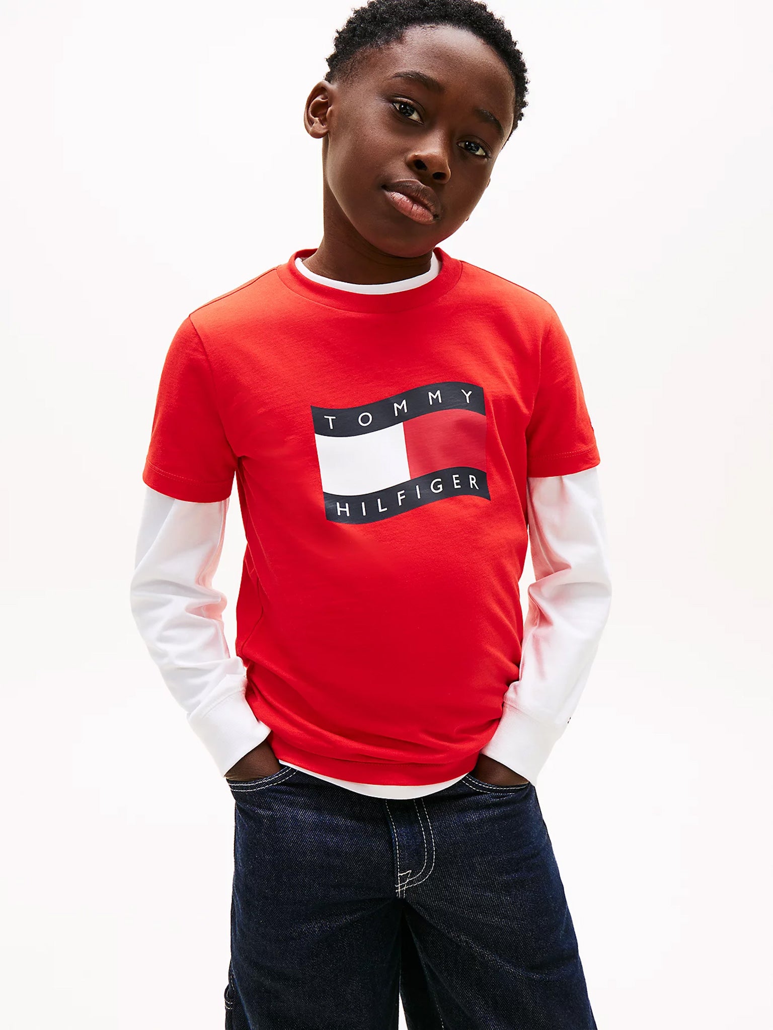 Παιδική μπλούζα μακό WAVY FLAG T-SHIRT KB0KB10275XL8 | KB0KB10275XL8