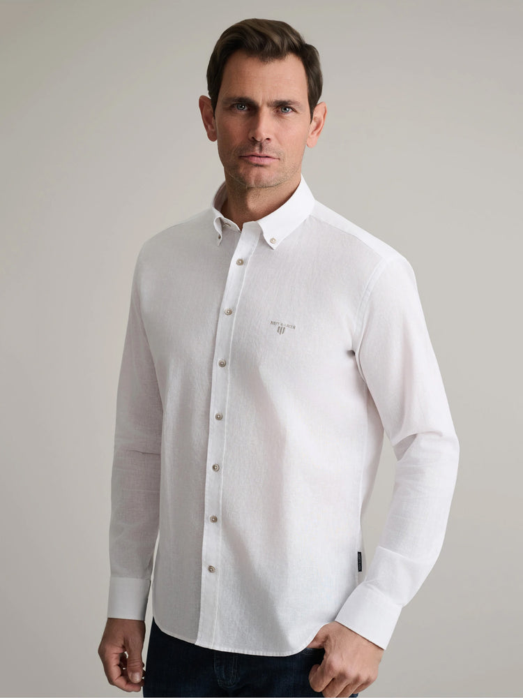 Ανδρικό πουκάμισο λινό 24NG.B411/1B White | 24NG.B411/1B