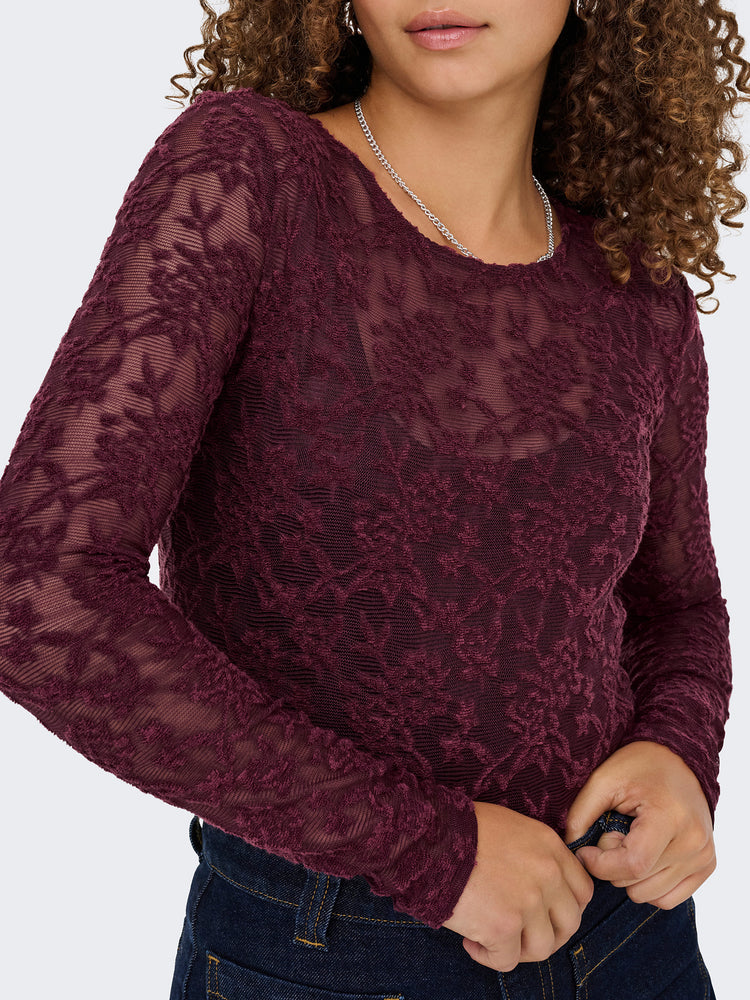 Γυναικεία μπλούζα με διαφάνεια ONLBLAISE L/S TOP JRS 15356155 | 15356155