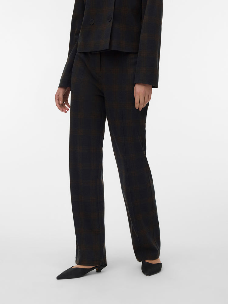 Γυναικείο παντελόνι καρό VMMALLI HW STRAIGHT CHECK PANT PRM 10350956 | 10350956
