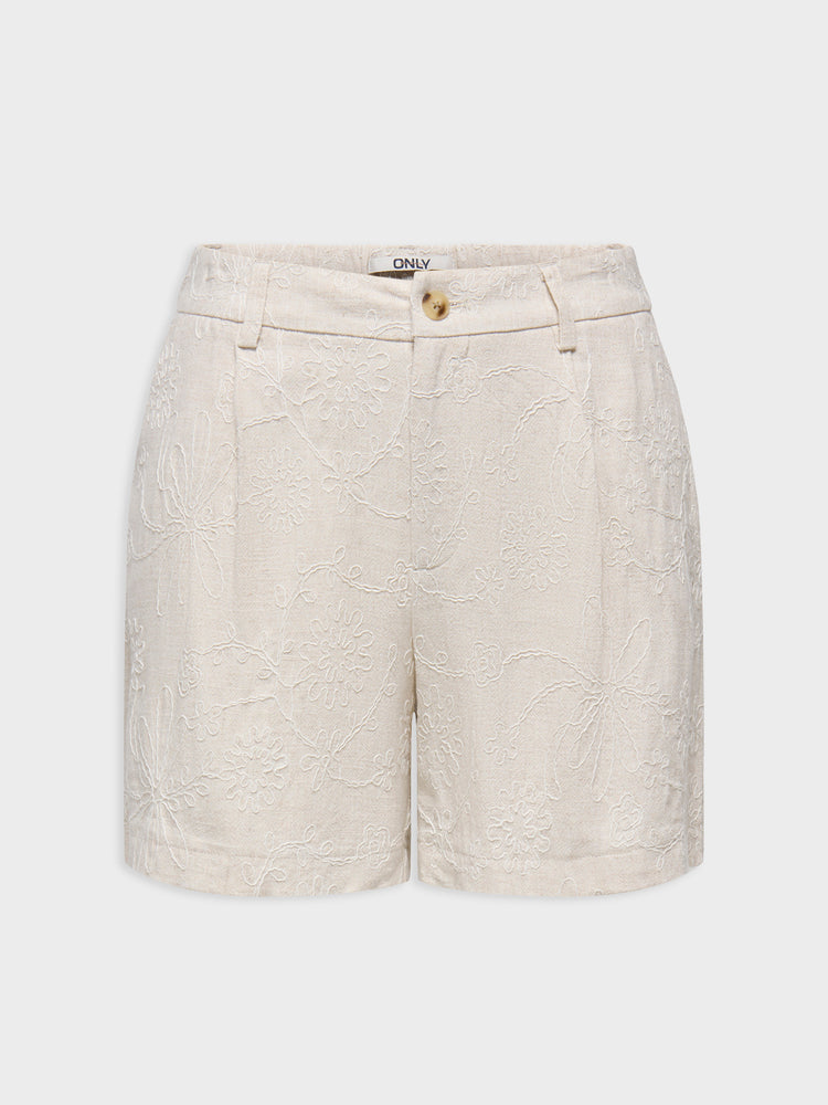 Γυναικείο σορτς λινό ONLSIESTA HW LINEN BL EMB SHORTS 15374119 | 15374119