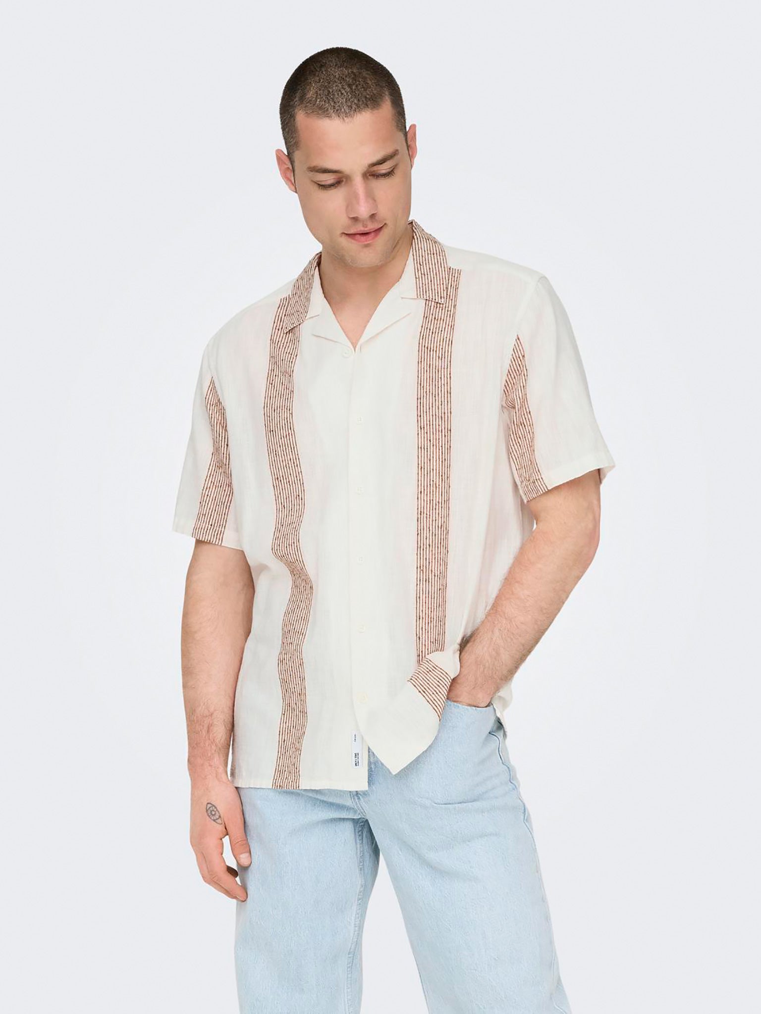 Ανδρικό πουκάμισο ONSAVI REG SS BOUCLE STRPE RESORT SHIRT 22029108 | 22029108