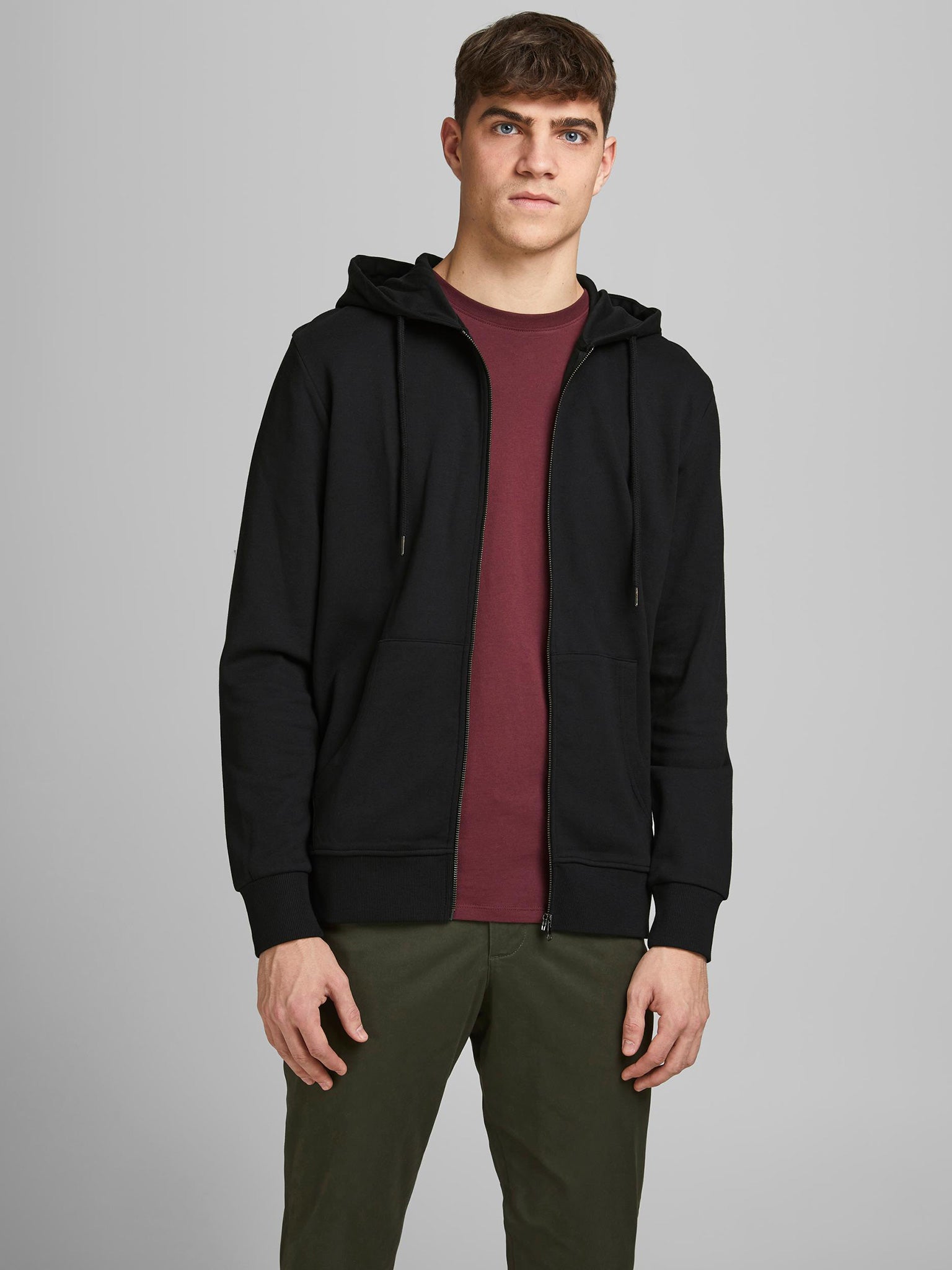 Ανδρική ζακέτα Plain Zip hoodie 12181901 | 12181901