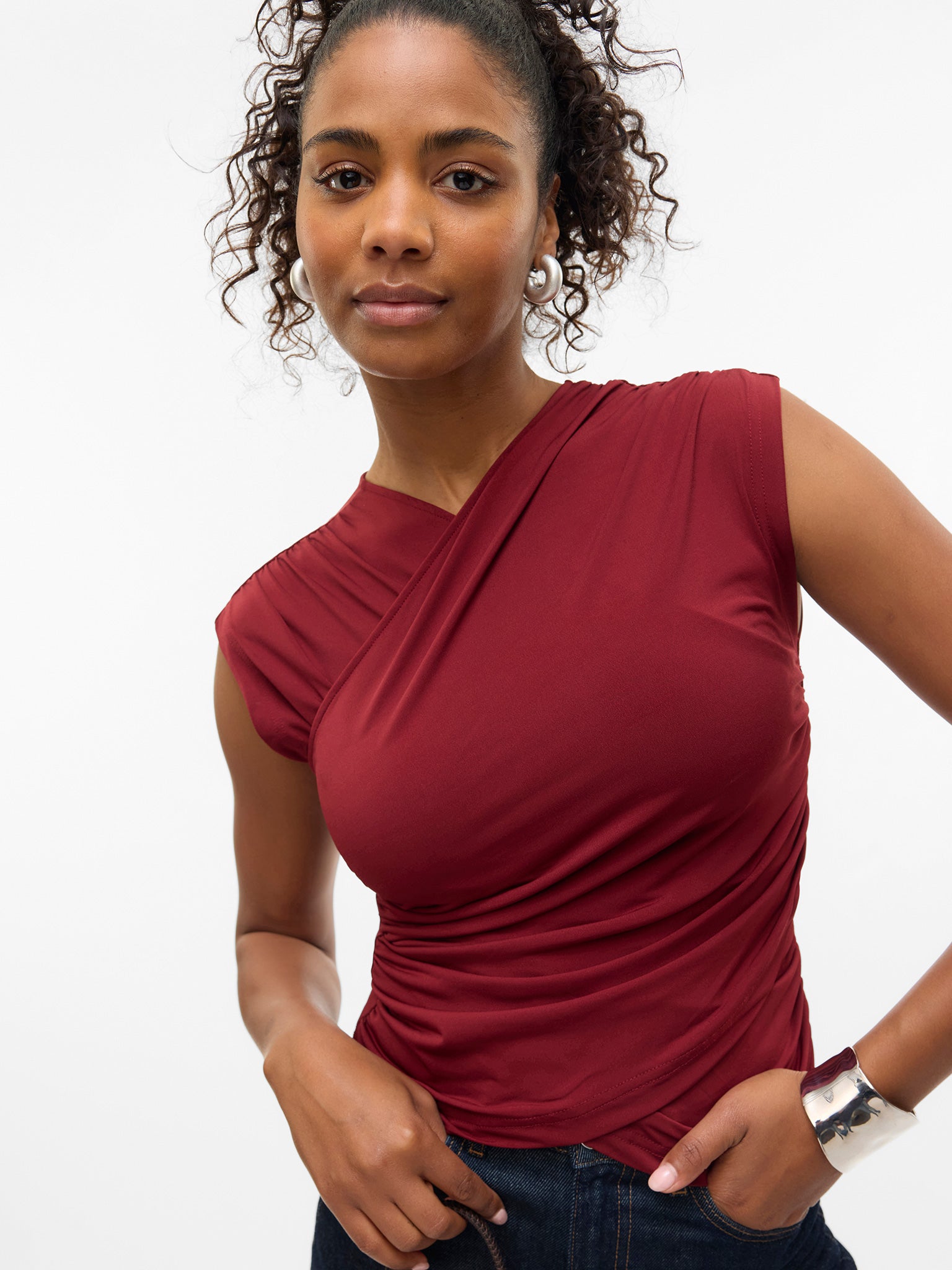 Γυναικεία μπλούζα VMDAISY SL V-NECK TOP JRS 10329334 | 10329334