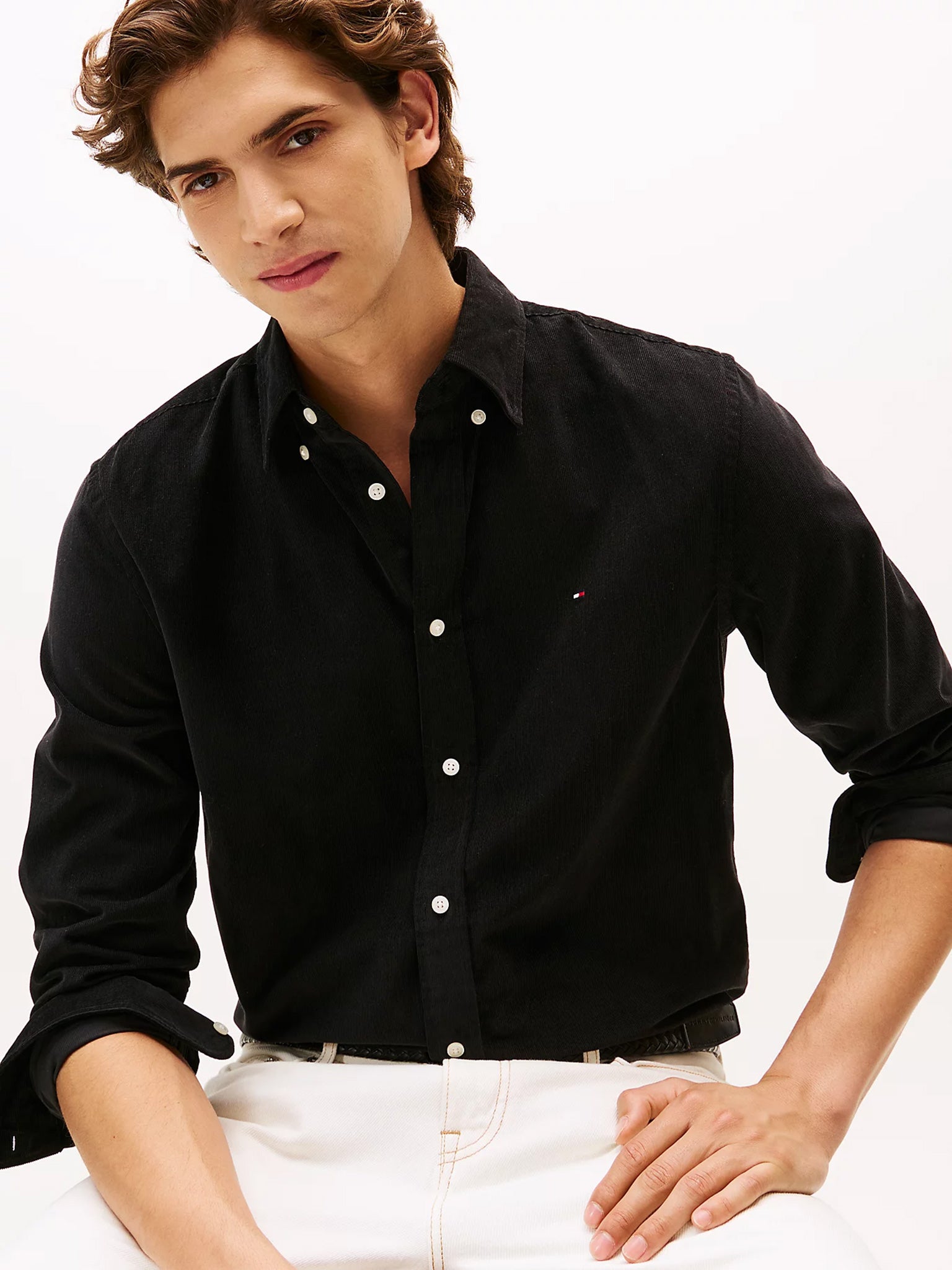Ανδρικό πουκάμισο κοτλέ SOLID CORDUROY RF SHIRT MW0MW40486BDS | MW0MW40486BDS