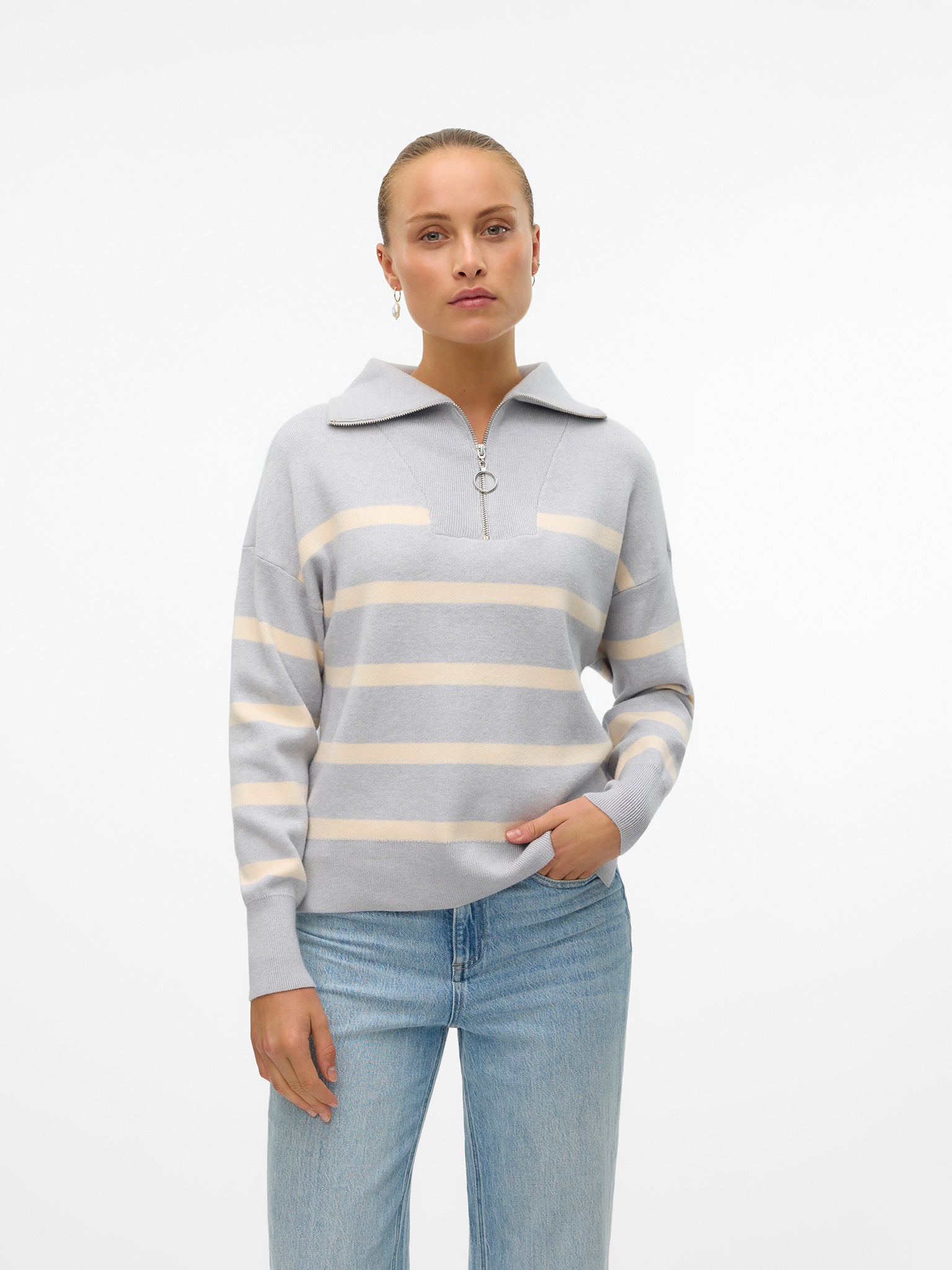 Γυναικεία μπλούζα ριγέ VMSABA STRIPE LS HIGHNECK BLOUSE GA NOOS 10269246 | 10269246