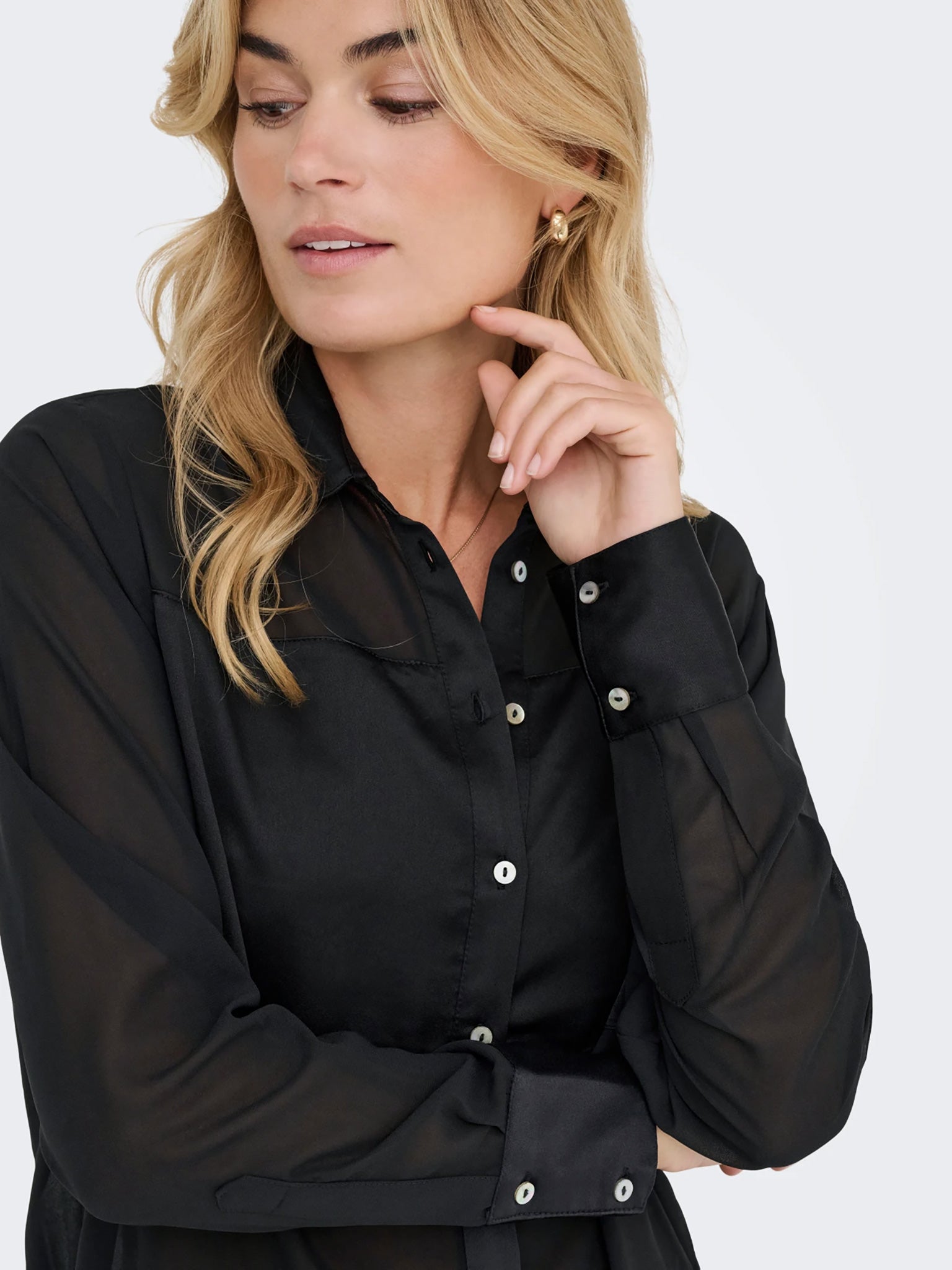 Γυναικείο πουκάμισο ημιδιάφανο ONLSTAR LIFE L/S BREEANA MIX SHIRT SOLID 15360299 | 15360299