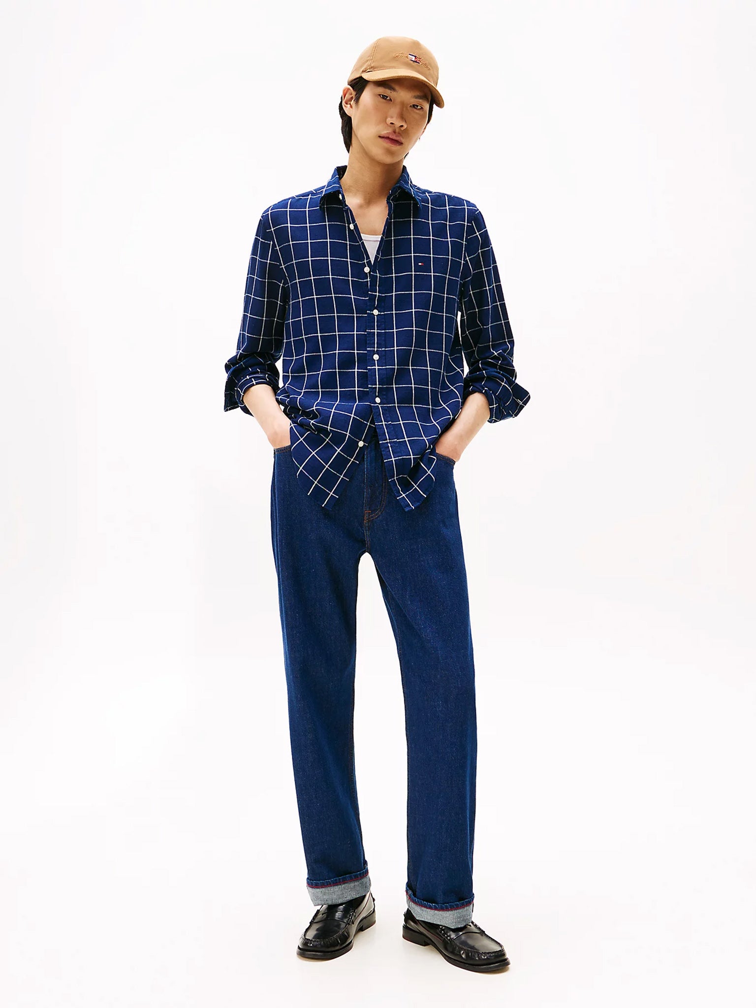Ανδρικό πουκάμισο καρό TWILL INDIGO RF SHIRT MW0MW404510MS | MW0MW404510MS
